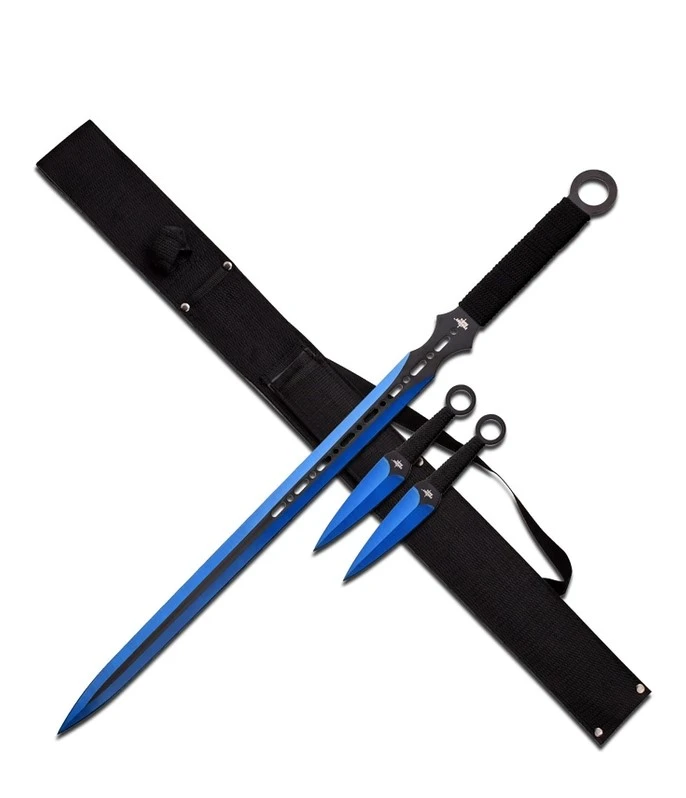 Fantasy Sword with 2 Throwing Knives Blue MCFM644BL View 3