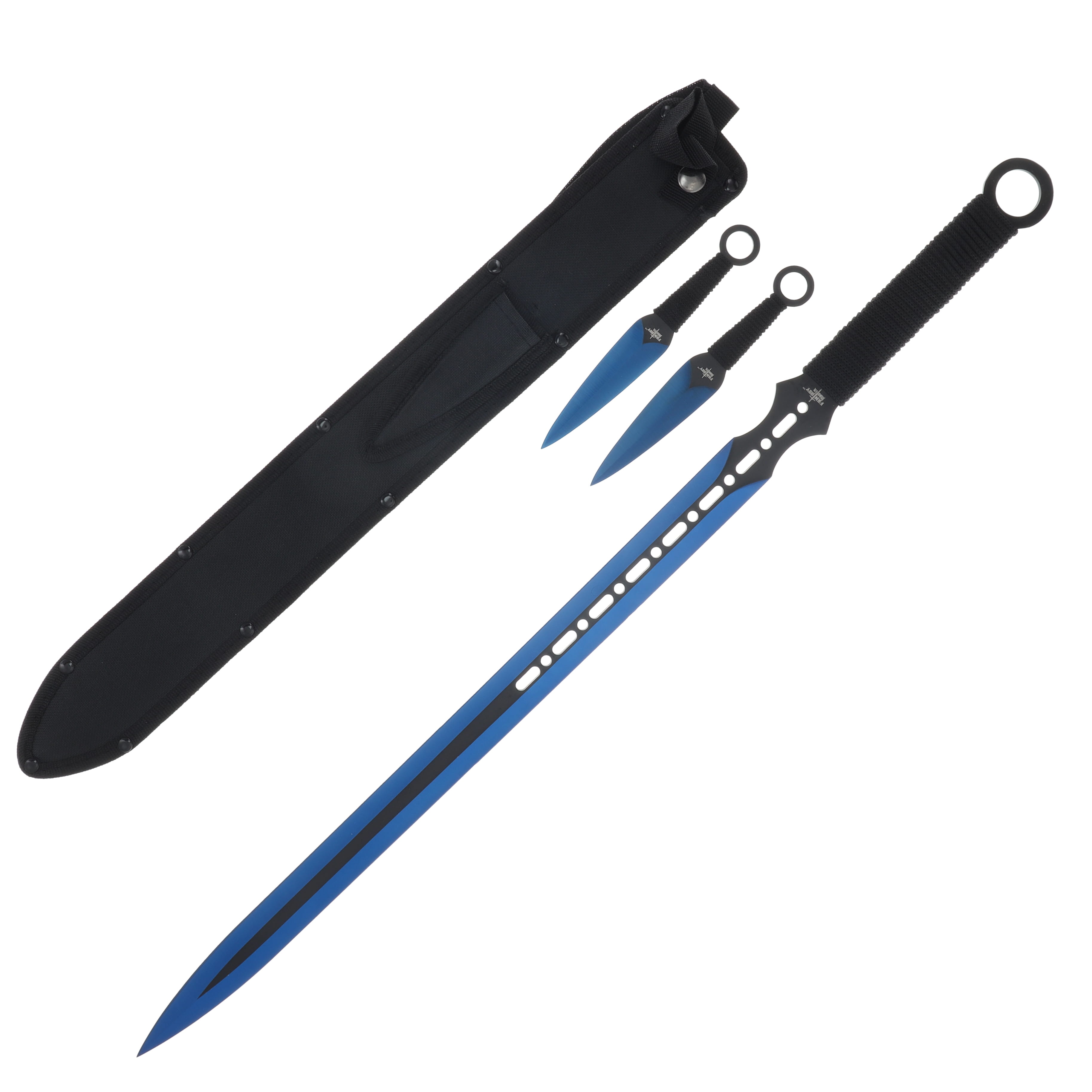Fantasy Sword with 2 Throwing Knives Blue MCFM644BL - Smoky