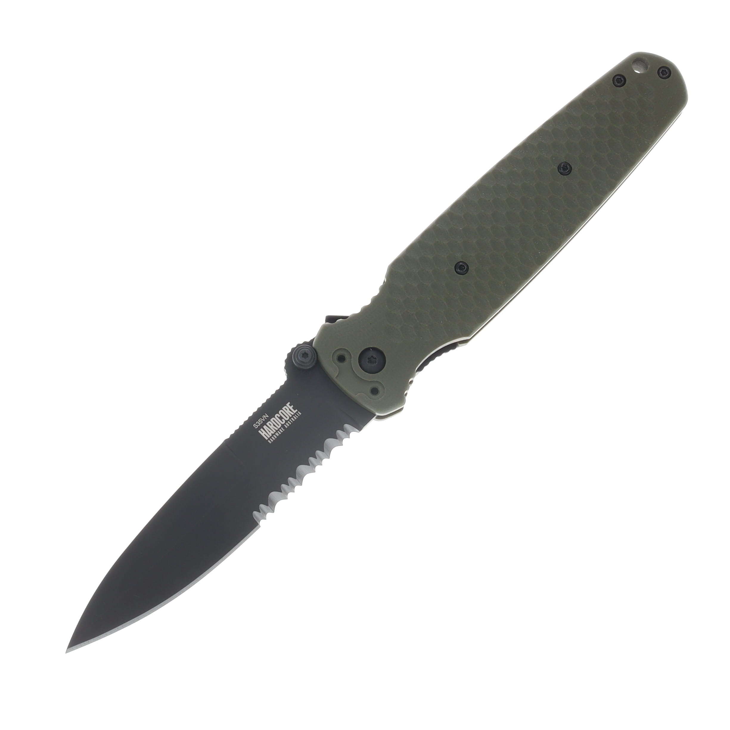 Hardcore Hardware Covert Folder/OD Green G-10/ S35VN Spear Point Black PVD Blade COVERT01ODGBLK View 1