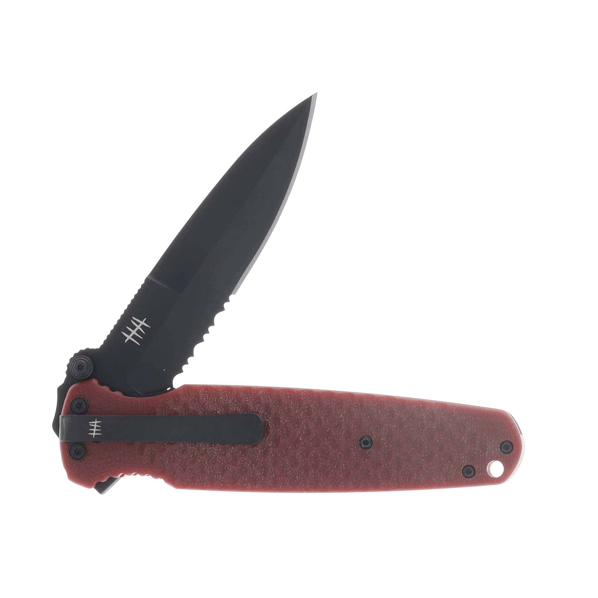 Hardcore Hardware Covert Folder/Red G-10/ S35VN Spear Point Black PVD Blade COVERT01REDBLK View 3