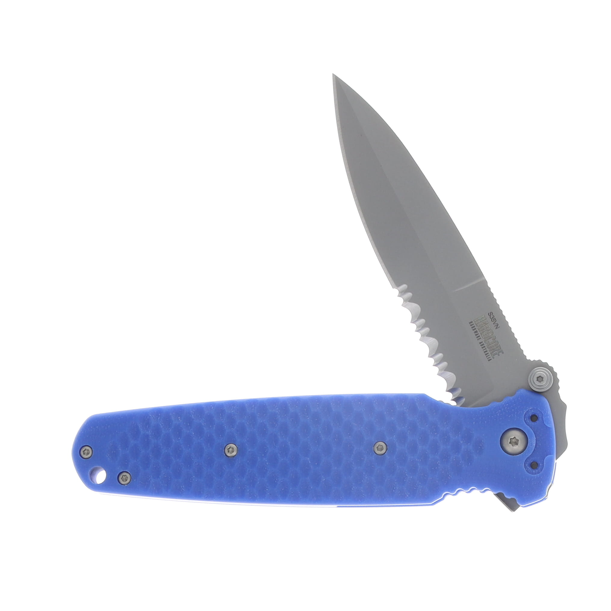 Hardcore Hardware Covert Folder/Blue G-10/ S35VN Spear Point Bead Blast Blade COVERT01BLUEBB View 3