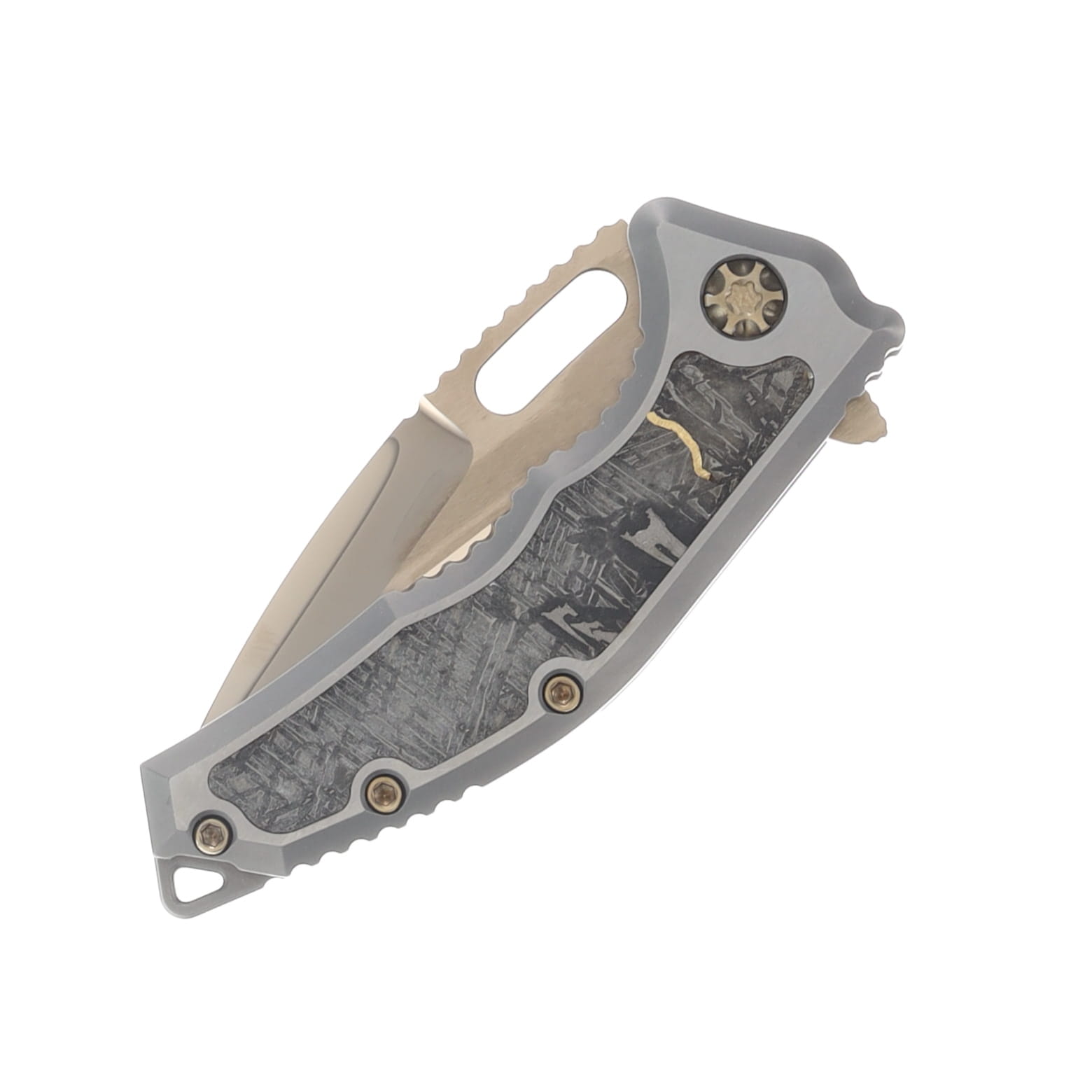 Heretic Medusa Folding Knife Magnacut Tanto/Cracked Ice and Bronze Titanium Chassis with Meteorite Gold Inlay and Bronze Hardware SS26002 View 5