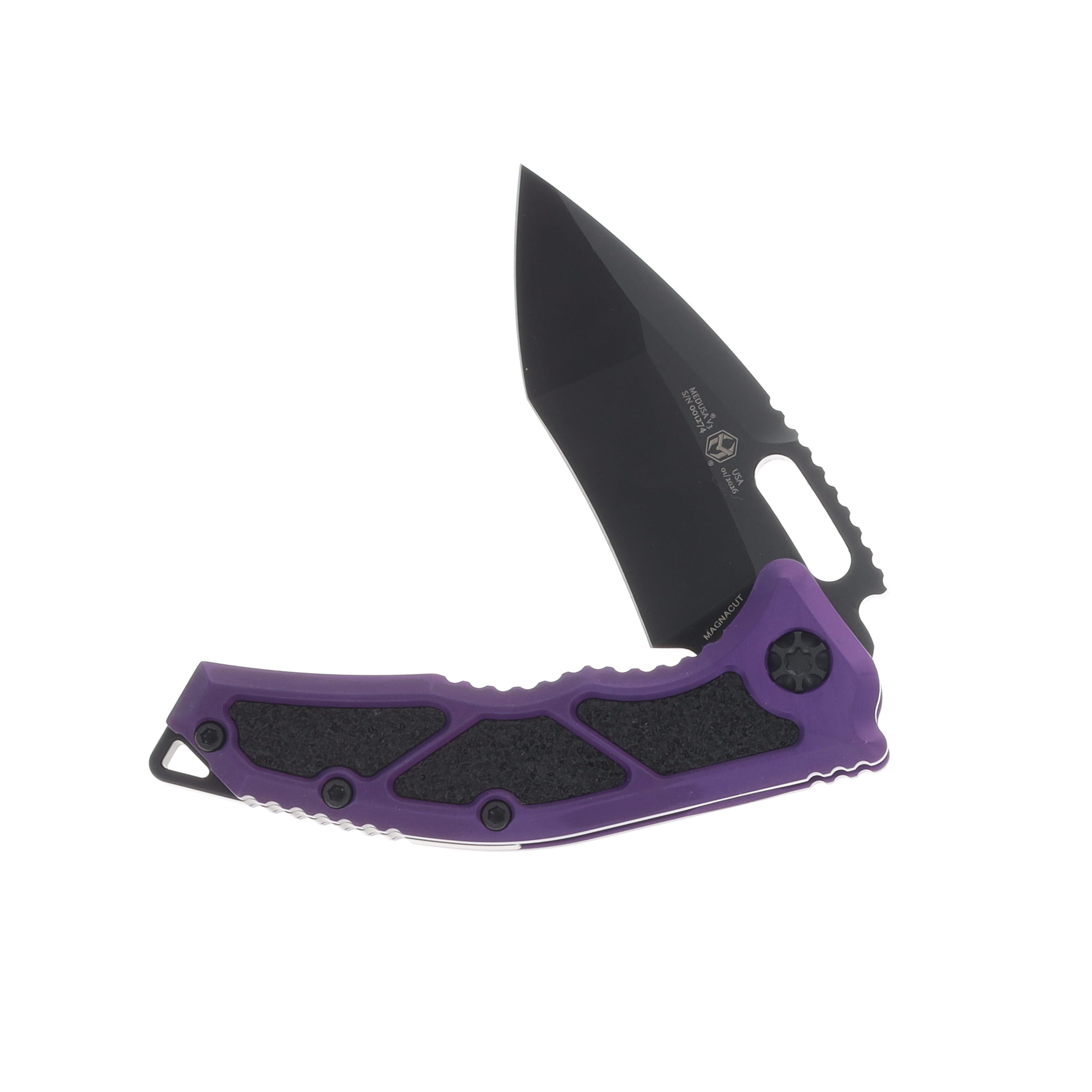 Heretic Medusa Manual Folder Recurve DLC Standard Purple Chassis W/Tactical Hardware H010-6A-PU View 3