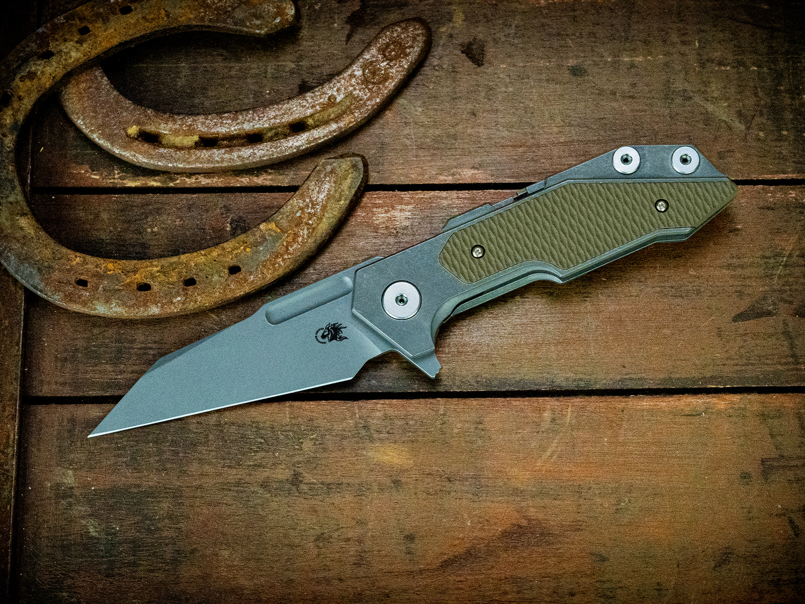 Hinderer Full Track Folding Knife Working Finish OD Green G-10 S45VN Wharncliffe Blade View 7