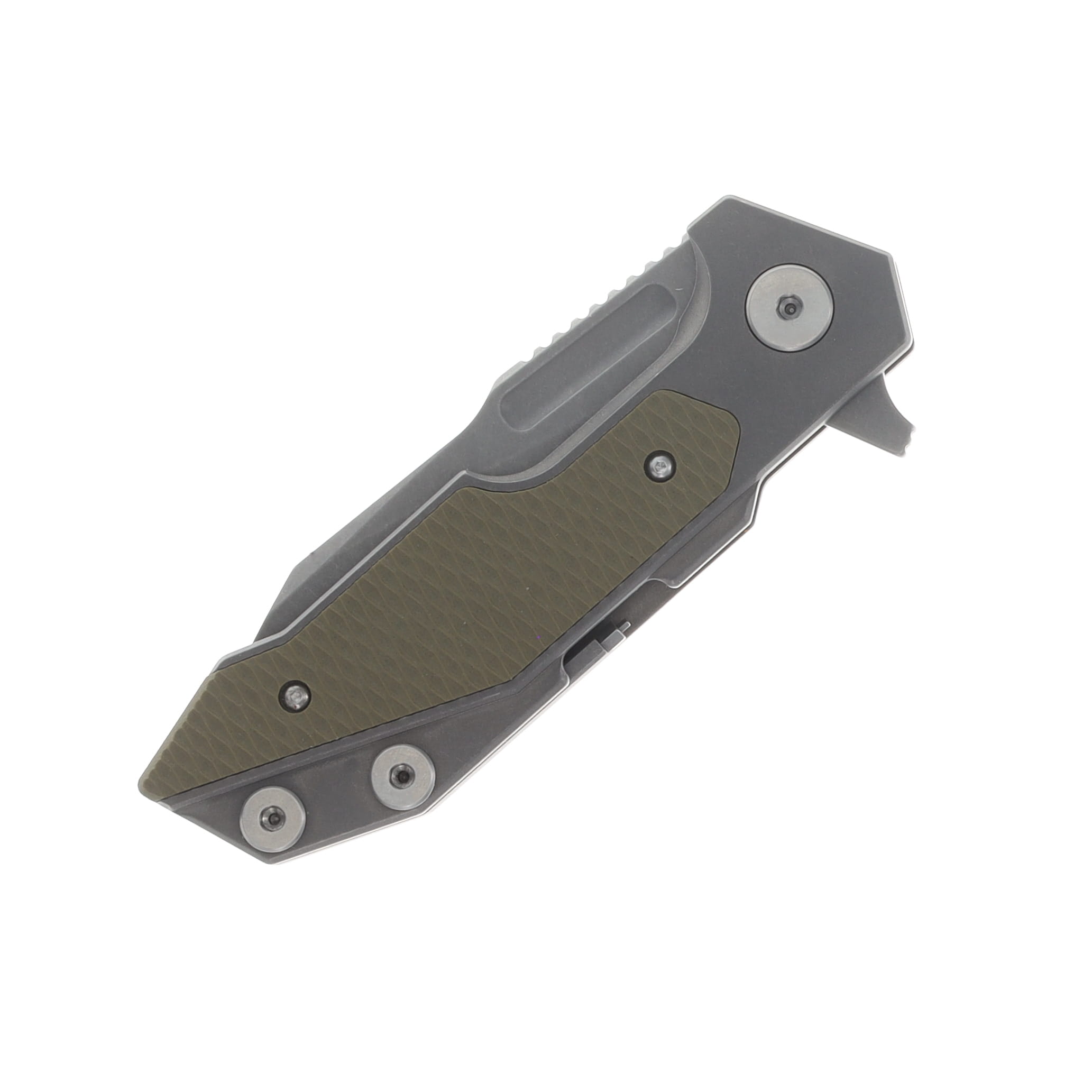 Hinderer Full Track Folding Knife Working Finish OD Green G-10 S45VN Wharncliffe Blade View 6