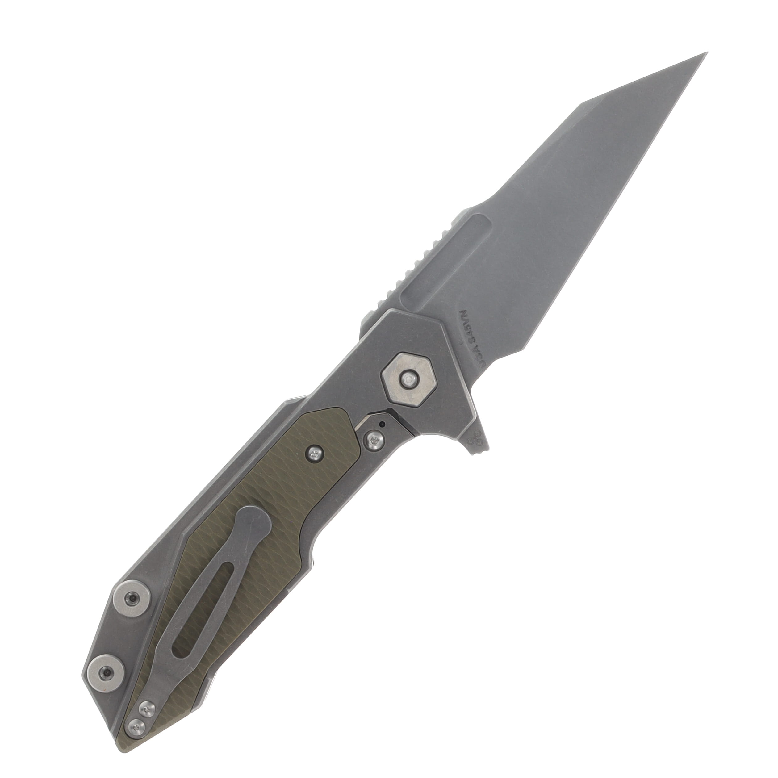 Hinderer Full Track Folding Knife Working Finish OD Green G-10 S45VN Wharncliffe Blade View 2