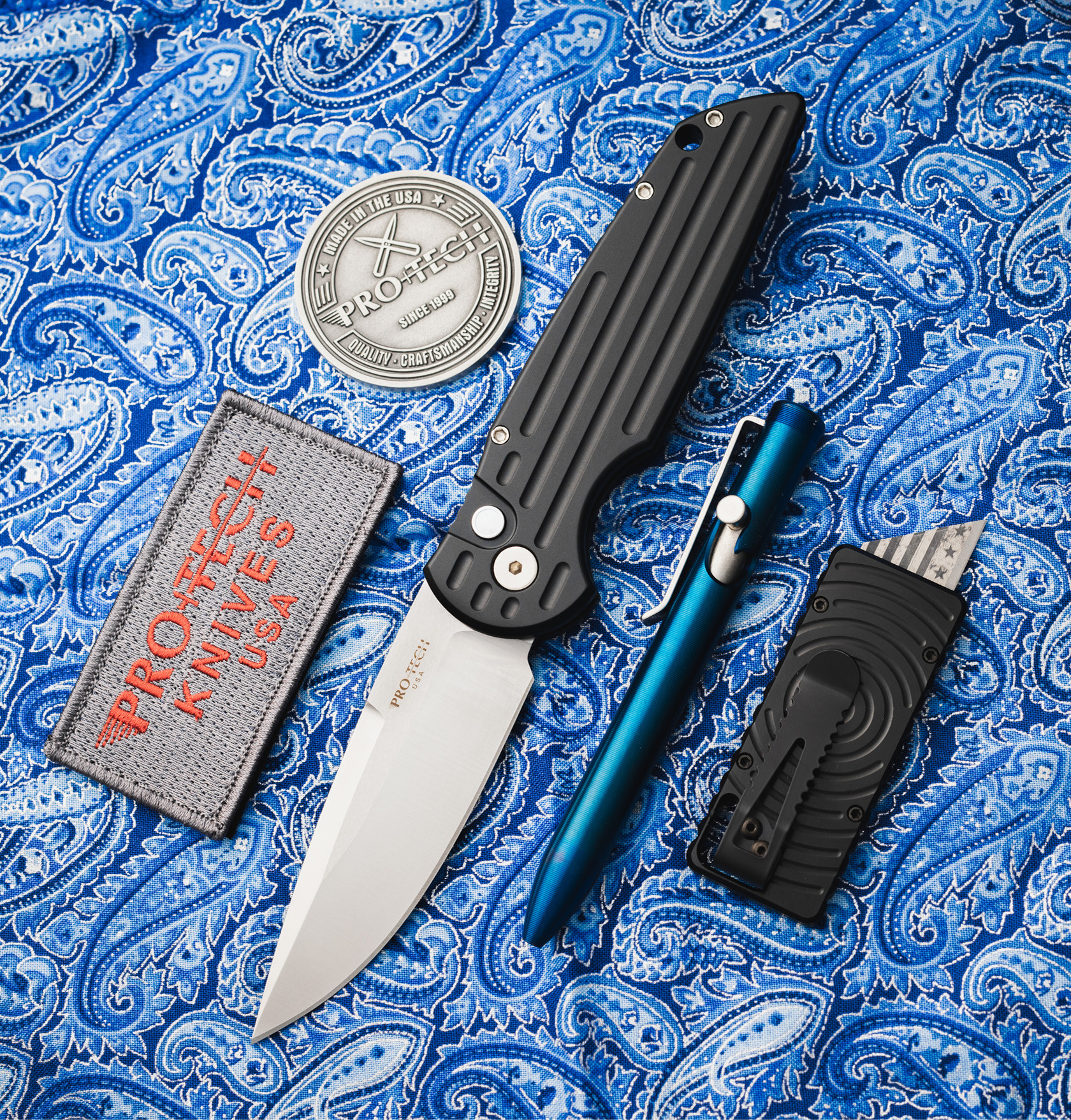 Pro Tech OTS Auto Tactical Response 3 Black Grooved Aluminum Handle Satin 154CM Blade SHOT26.TR3.2 View 1