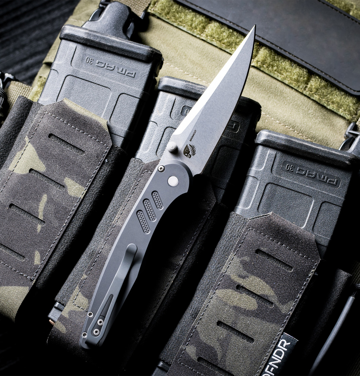 Pro Tech Peace Neighbor Designed Avalon Folding Knife Knurled Black Aluminum Handle SW Magnacut Blade PN1101 View 2