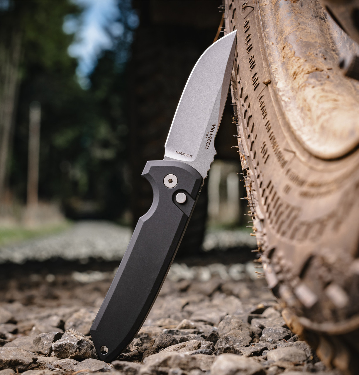 Pro Tech OTS Auto Rockeye Black Aluminum Handle SW Magnacut Drop Point Blade LG3101 View 3
