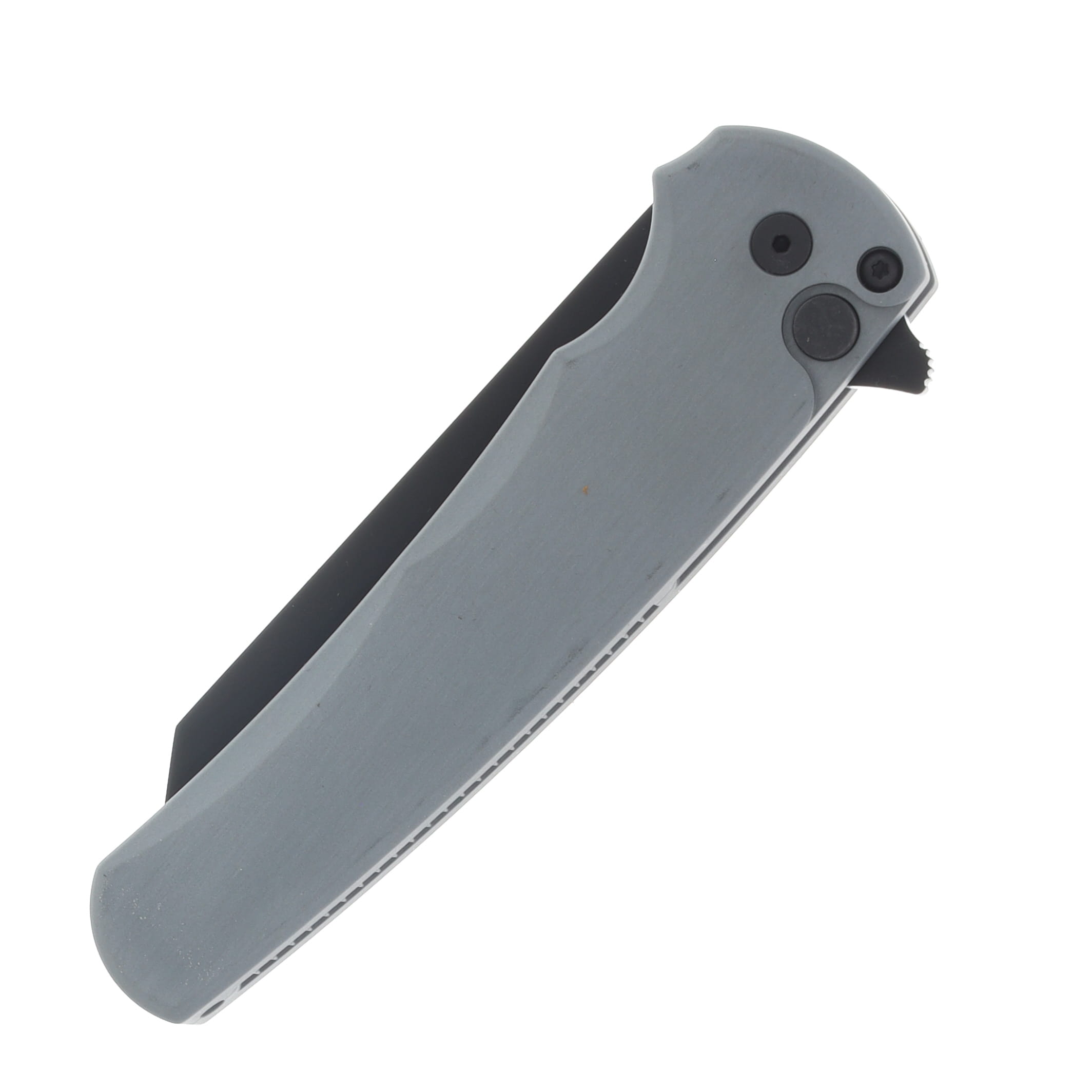 Pro Tech Malibu Button Lock Flipper Folding Knife Grey Handle DLC Black Reverse Tanto Magnacut Blade 5403-GREY View 6