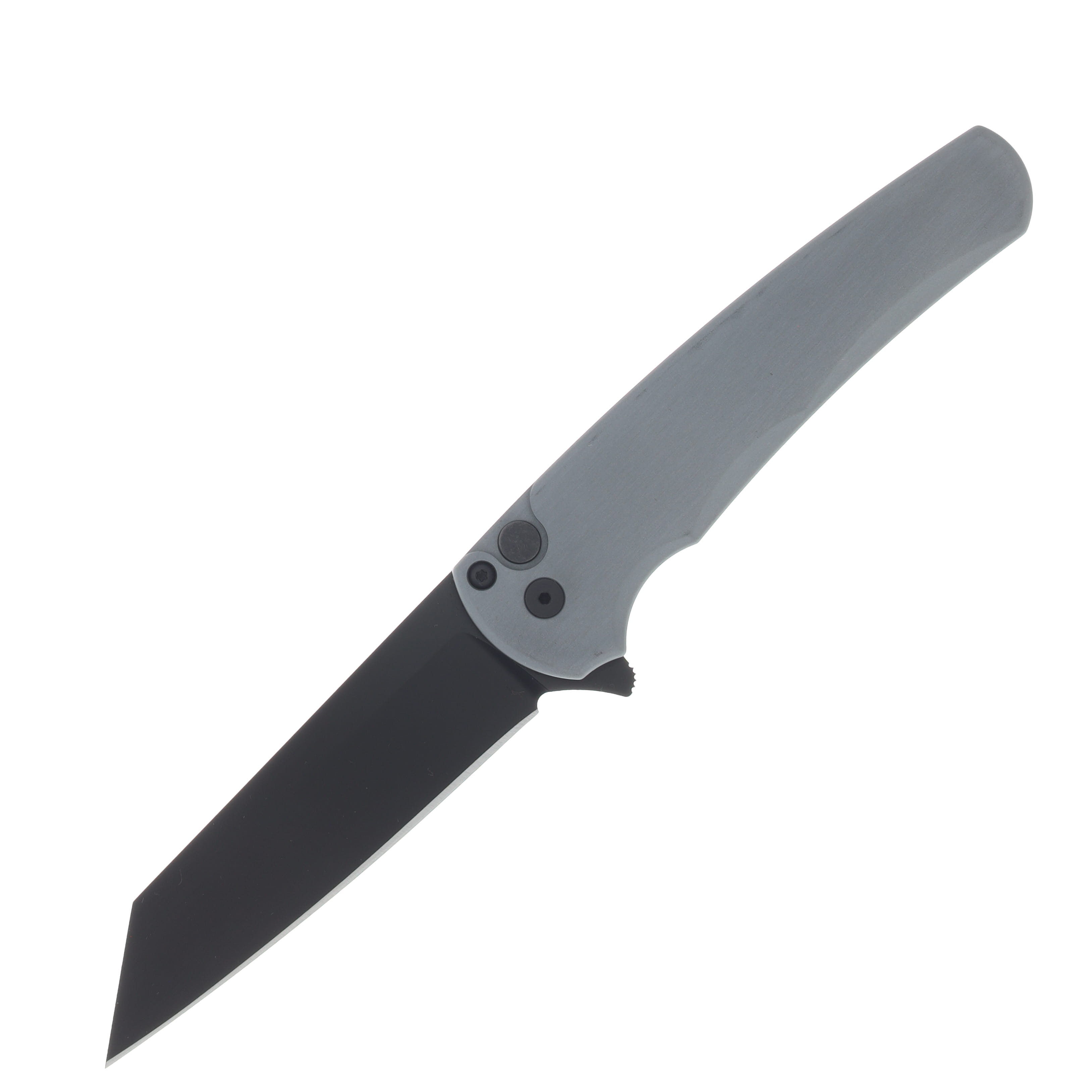 Pro Tech Malibu Button Lock Flipper Folding Knife Grey Handle DLC Black Reverse Tanto Magnacut Blade 5403-GREY View 1