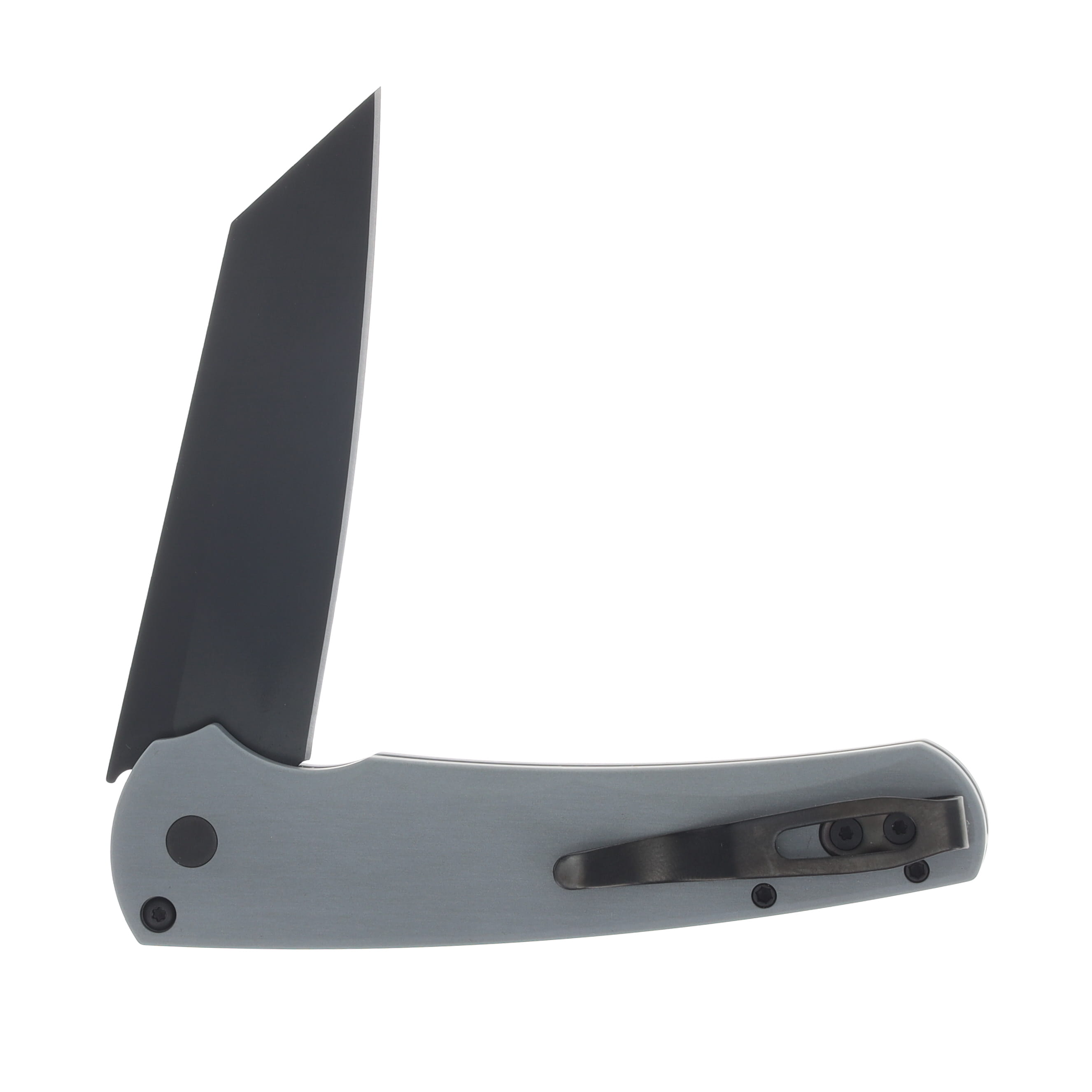 Pro Tech Malibu Button Lock Flipper Folding Knife Grey Handle DLC Black Reverse Tanto Magnacut Blade 5403-GREY View 4
