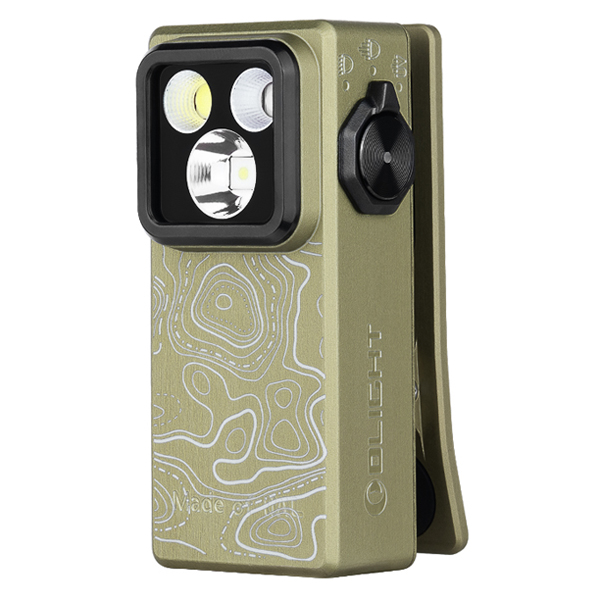 OLIGHT Oclip Ultra Clip-On EDC Flashlight W/Flood Spot, and UV Modes Olive Topo OCLIPULTRAOT View 1