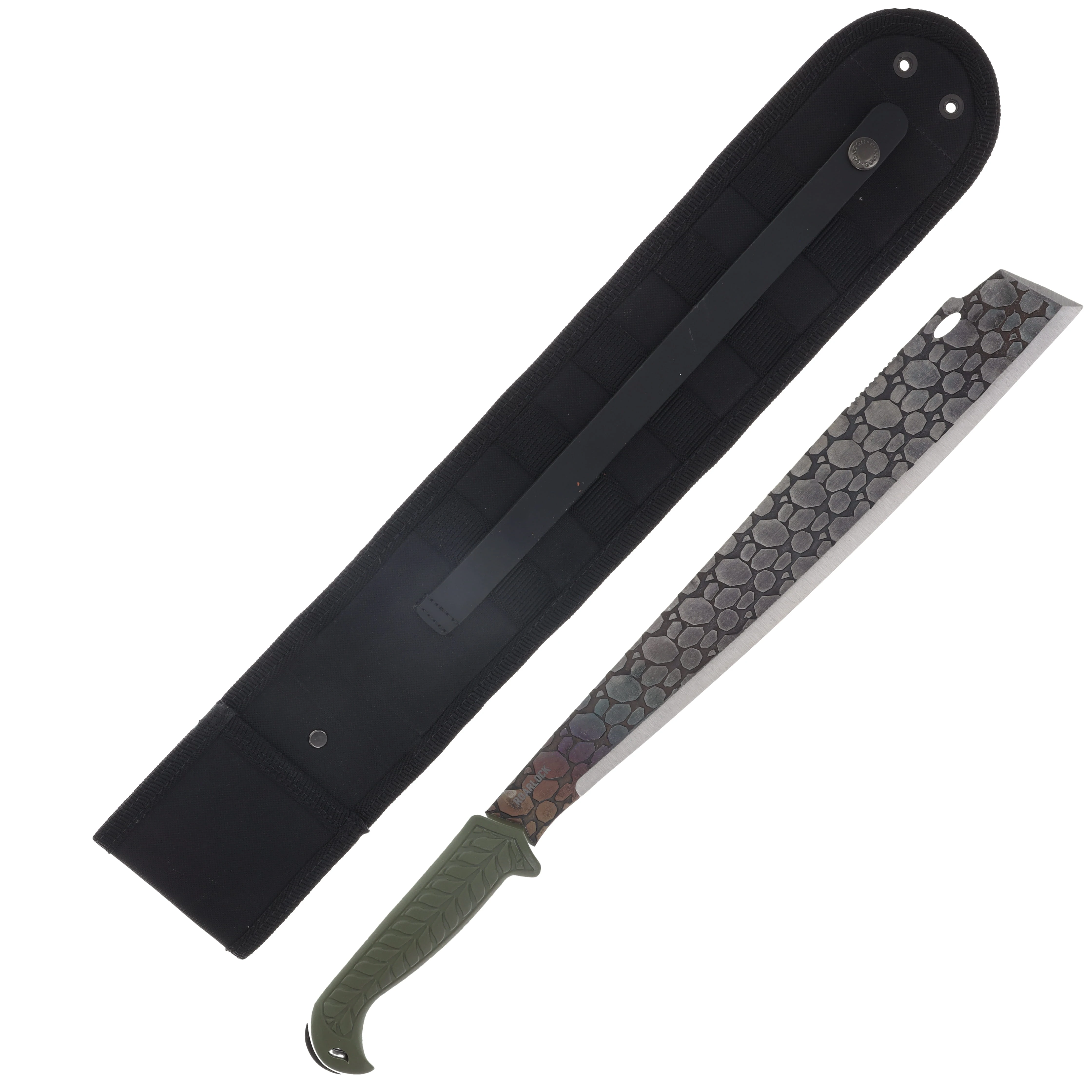 Condor Roarlock Machete Green PP Handle Etched Damascus 1075 High Carbon Steel Blade CTK62782 View 2