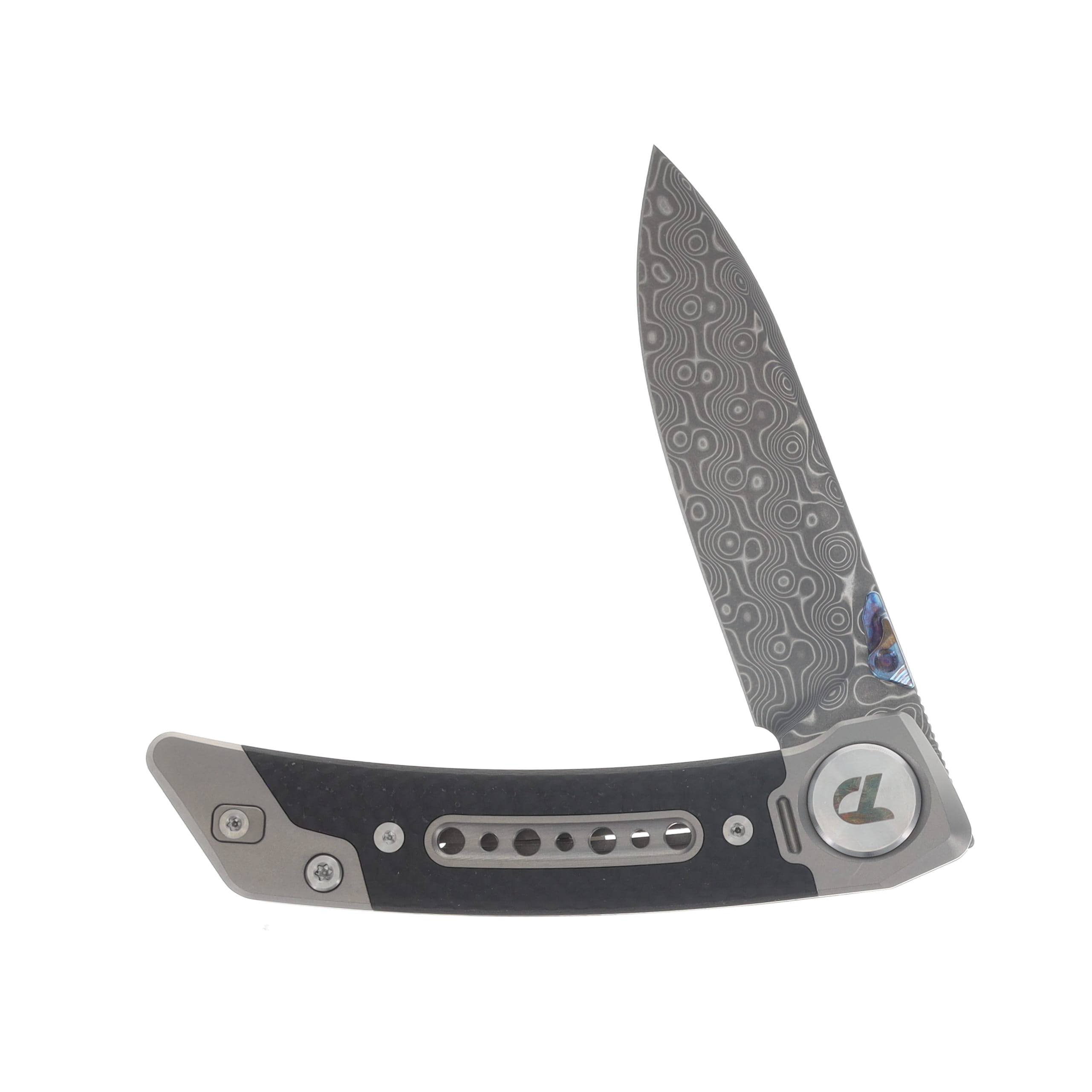 Dreamtech Folding Knife Titanium Zirconium alloy Damascus inlay D9610TCD View 3