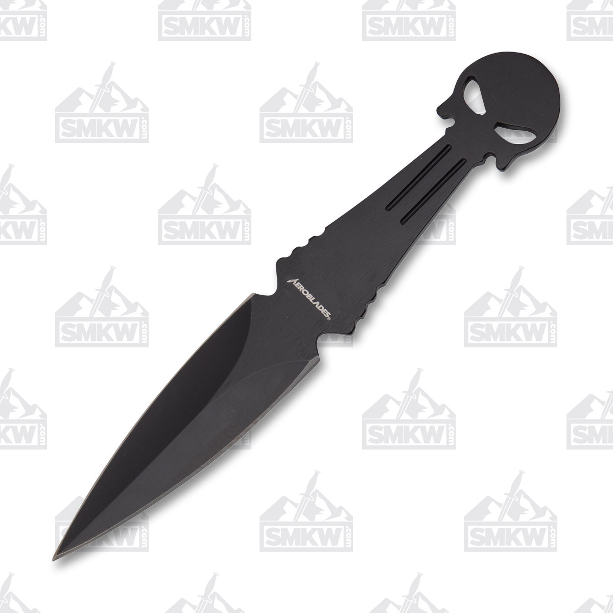 Neptune Trading AeroBlades Fixed Knife 6in Black Skull Head 3pc Throwing Knife Set with Sheath NTAB2BK View 2