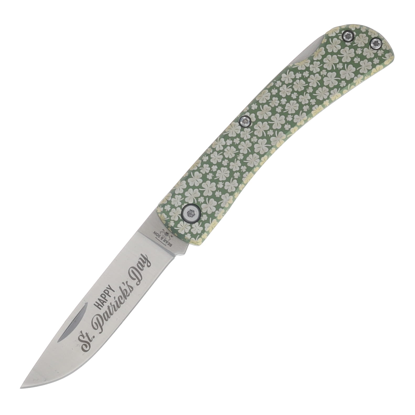 Bear & Son SMKW Exclusive Small Locking Farmhand Folding Knife Dark Green with Lucky Cover Pattern SK137LOD26LK View 1