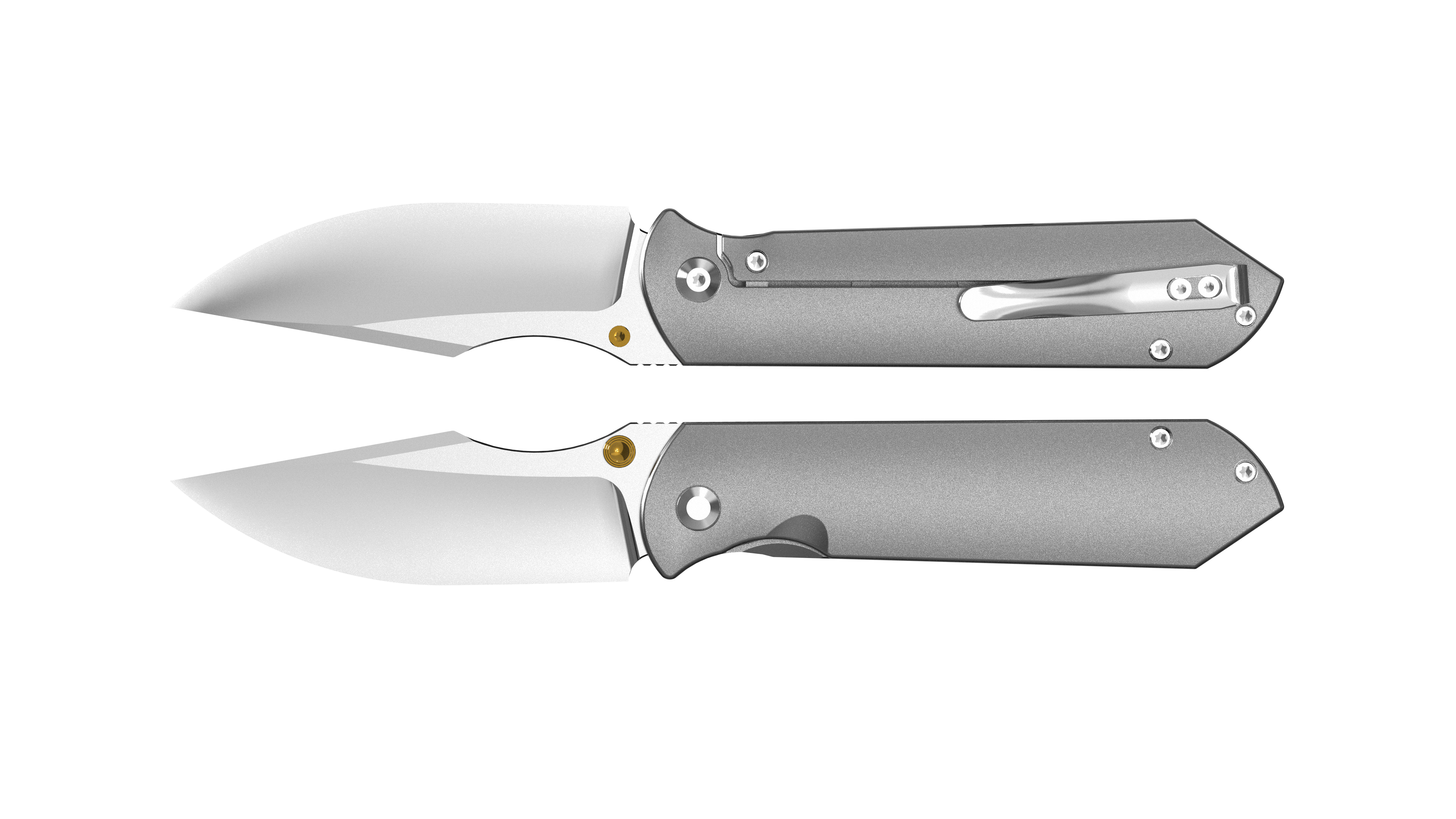 Kizer Harpoon Fold Stonewashed & Flat Brushed DLC Ultra Drop Point/Titanium KI4784A1 View 1