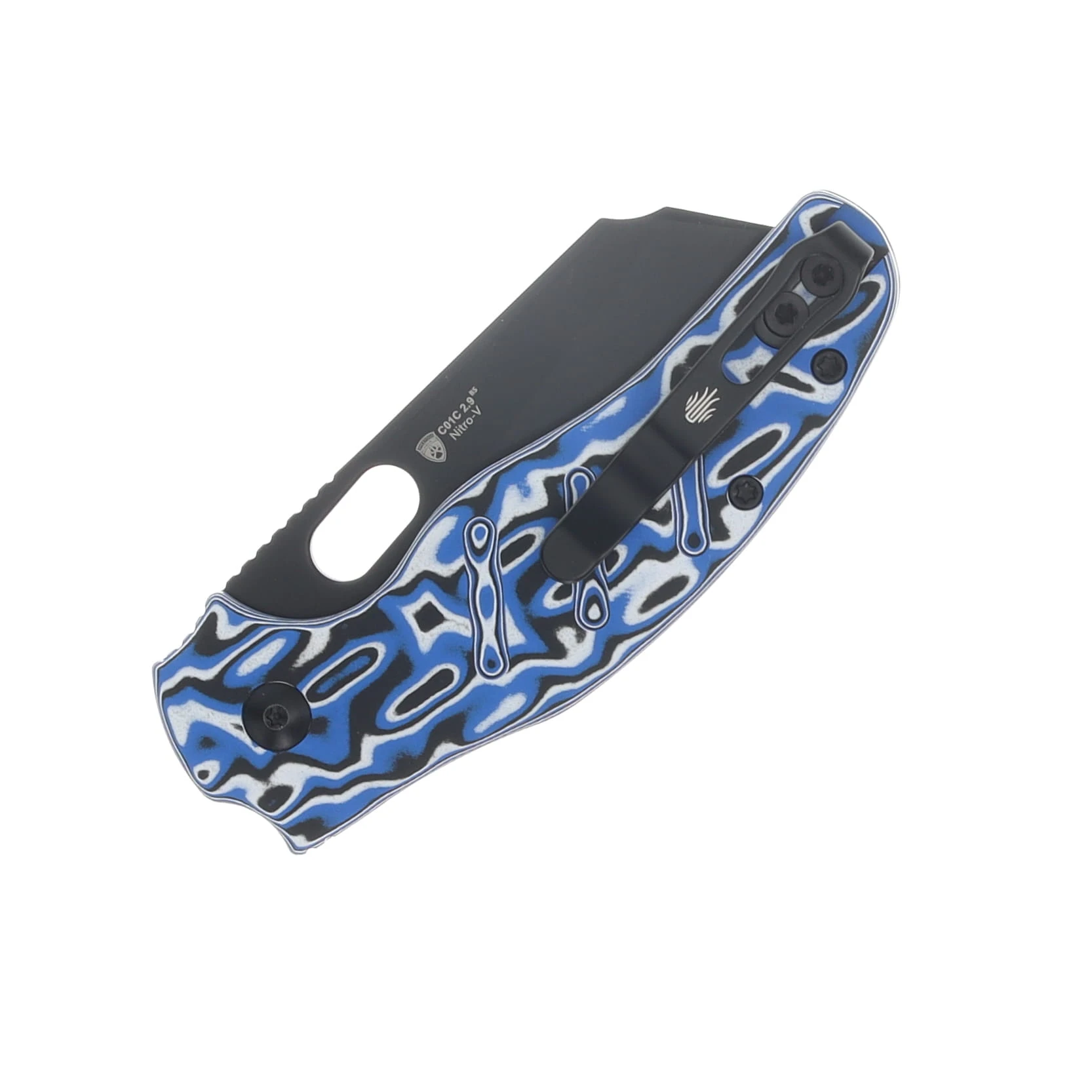 Kizer C01C 2.9 BS Folding Knife Blue Vortex Micarta Handle Black PVD Coated Nitro V Sheepsfoot Blade V3488.29BSA1 View 6