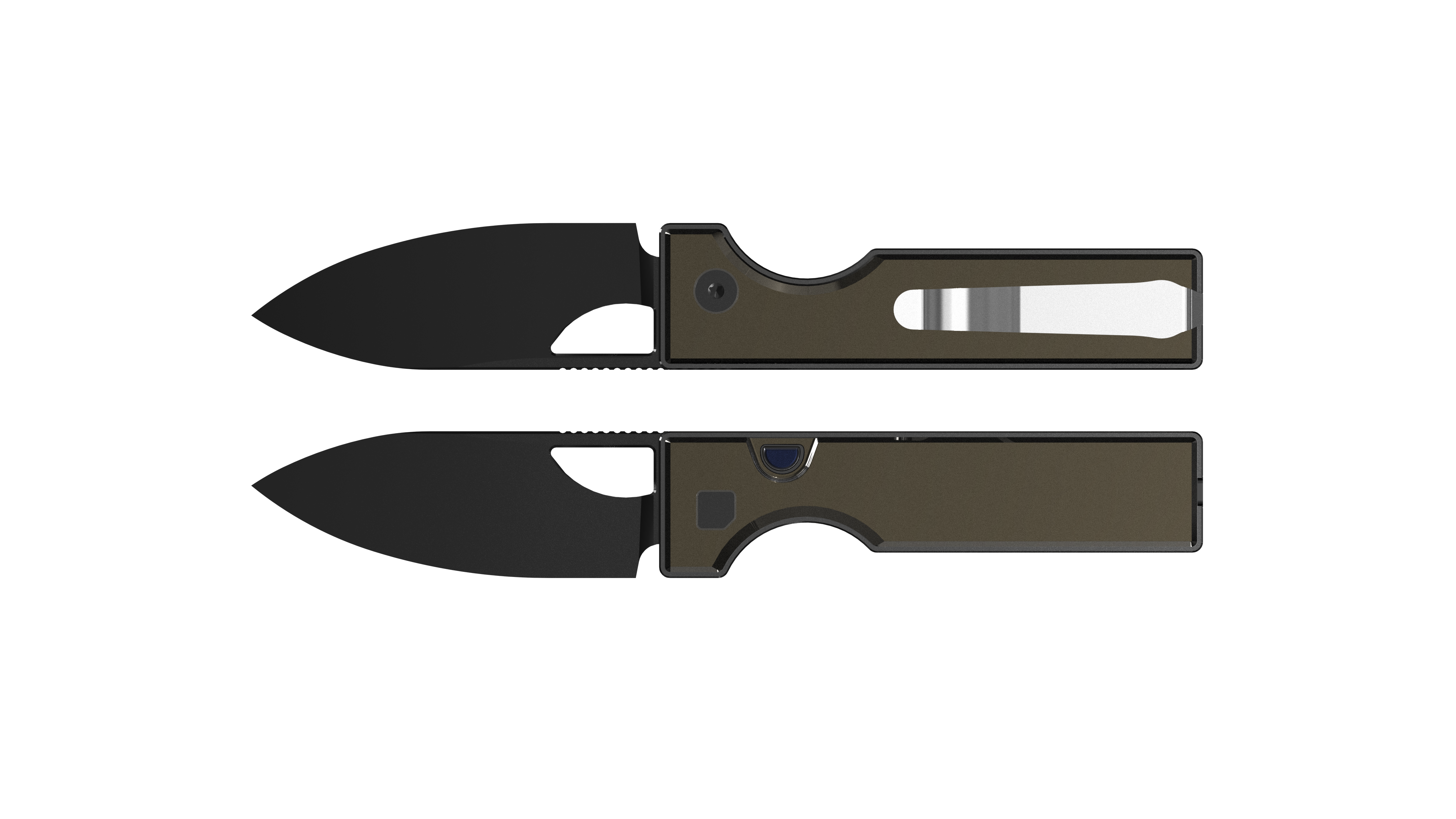 Kizer Little Ringbo Folding Knife Brown Aluminum Handle Black Stonewashed AEB-L Drop Point Blade V3708A2 View 1