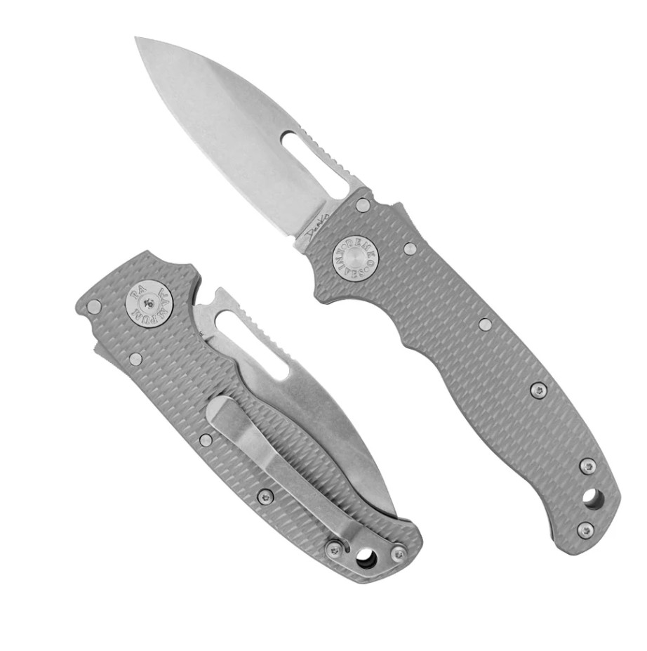 Demko AD2.0 Shark Lock Folding Knife Stonewash 3V Slicer Shark/Milled Titanium AD20.5-3V-MILLED TI-SS View 1