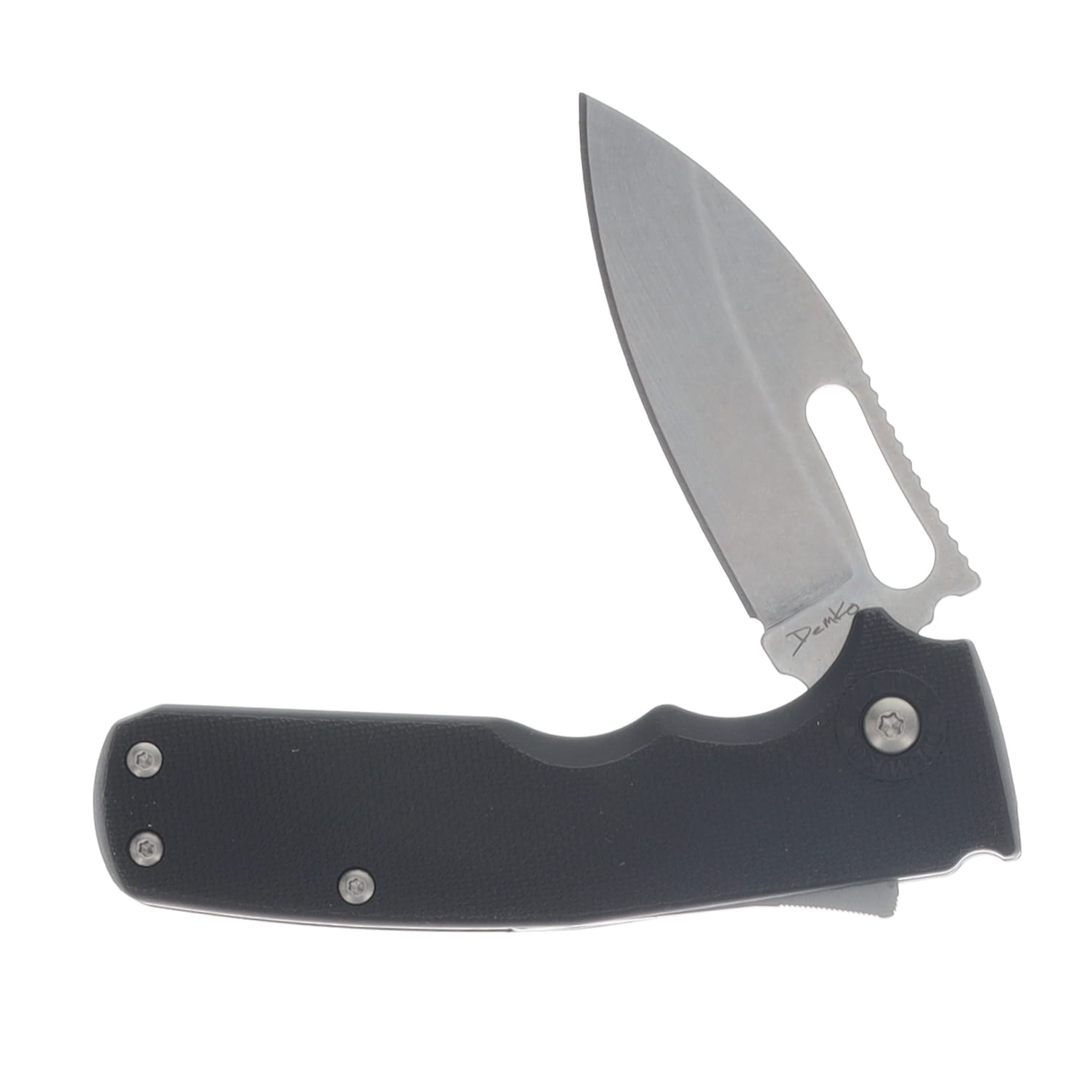 Demko Shark-Cub Folding Knife Stonewash AUS10A Slicer Shark/Black GRN SC AUS10A GRN BLK SLICER View 3