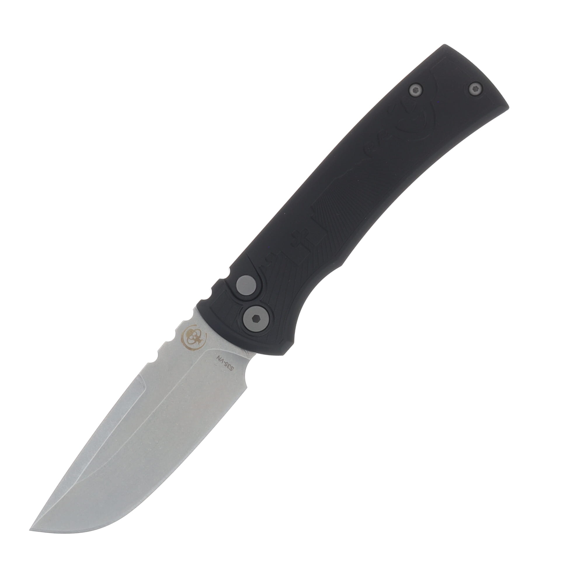 Chaves x Pro-Tech Redencion OTS Auto Black Milled Aluminum Handle SW S35VN Drop Point Blade CK-1A10-1B3F-2D1 View 1