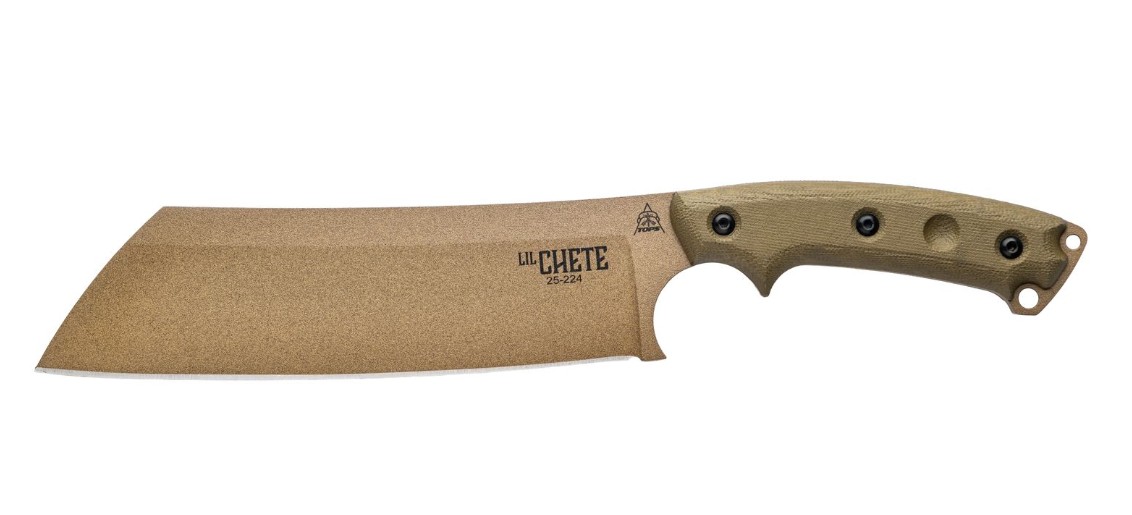 TOPS Lil Chete Fixed Knife Green Canvas Micarta Handle 1095 Steel Cleaver Blade TPLLCH-01 View 1