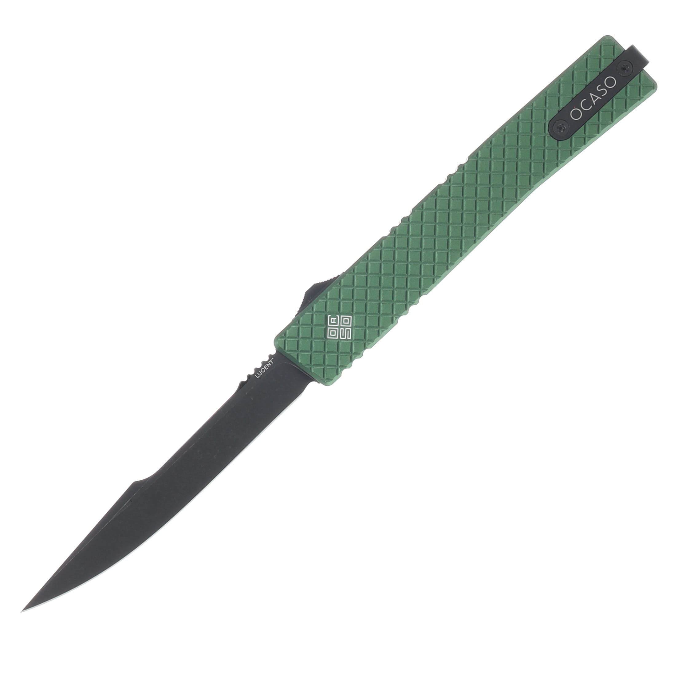Ocaso Knives OTF Auto Lucent Large Green Diamond Handle M390 Harpoon Blade 18LLG View 1