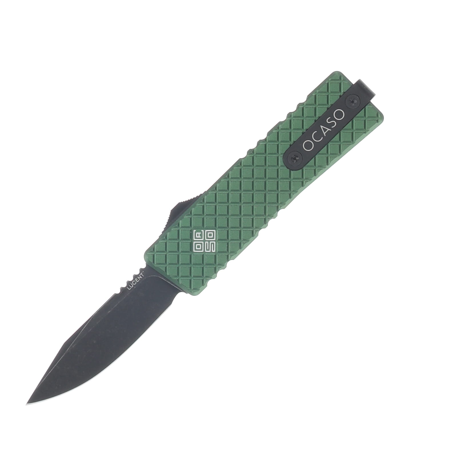 Ocaso Knives OTF Auto Lucent Mini Green Diamond Handle Clip Point Blade 18LMG View 1