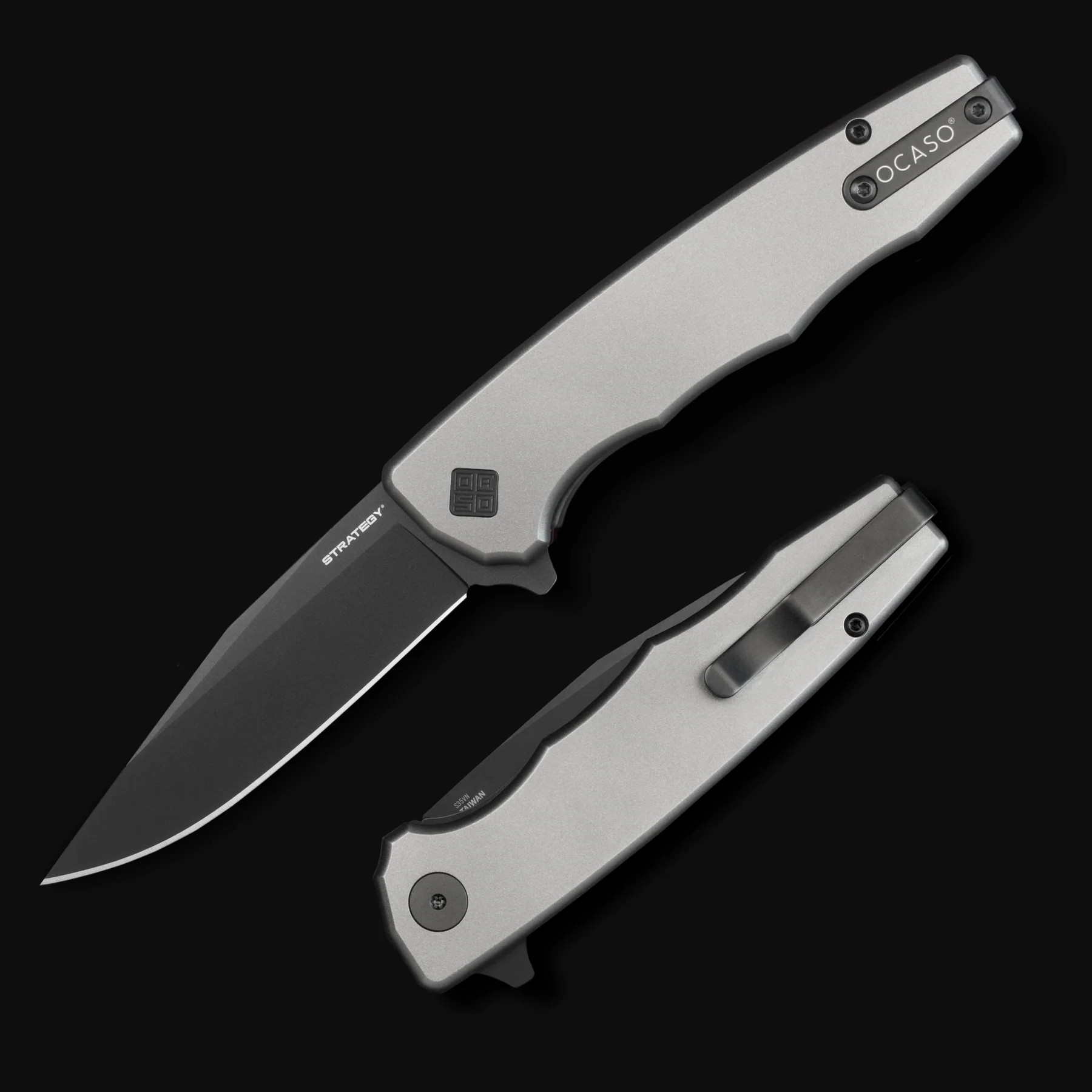 Ocaso Knives Strategy Folding Knife Anodized Titanium Handle Black PVD Coated S35VN Blade 29TAB View 1
