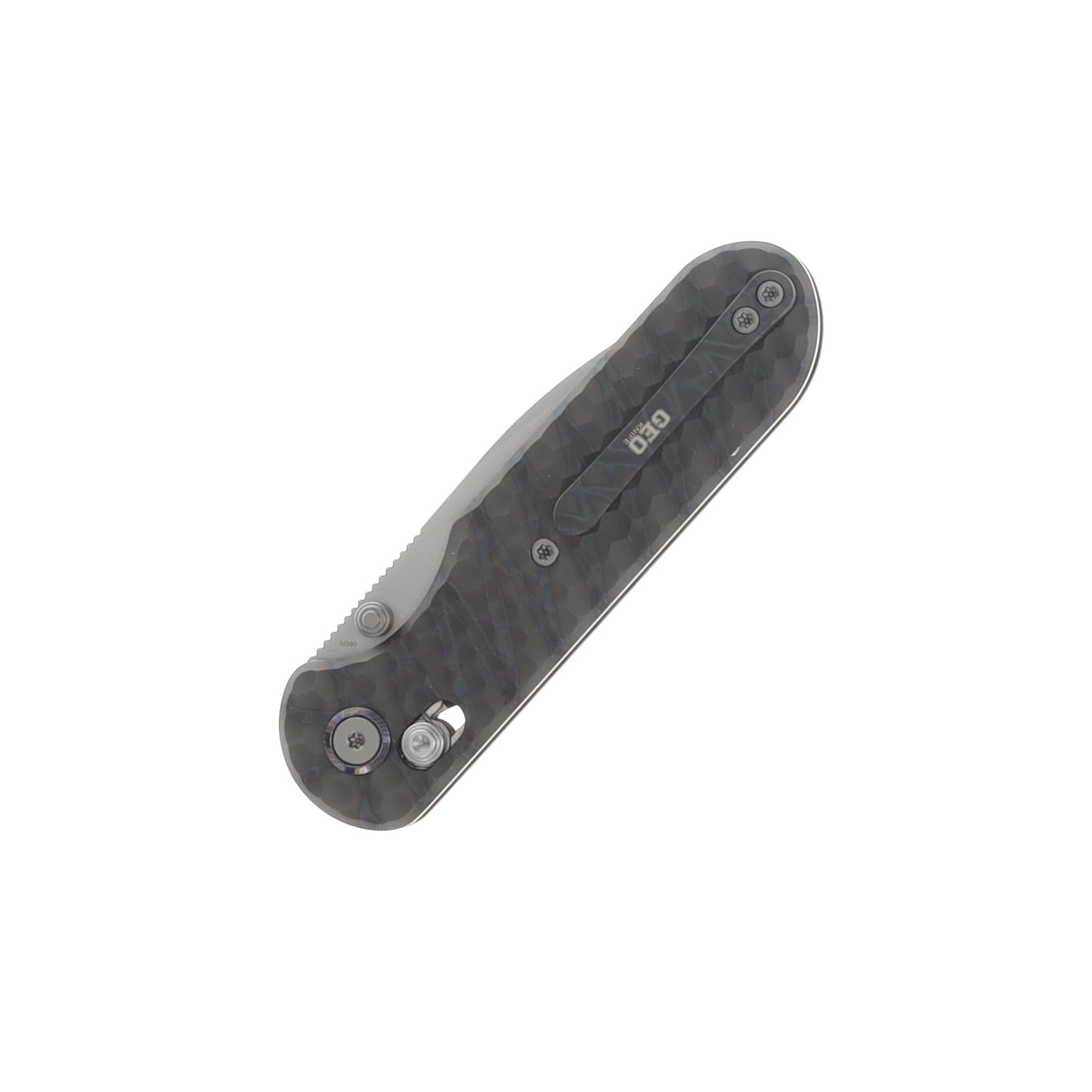 GEO Knife Ethereal Cutter Flamed Tiger Stripe 3in Plain Stonewash Drop Point GEO2402J View 4