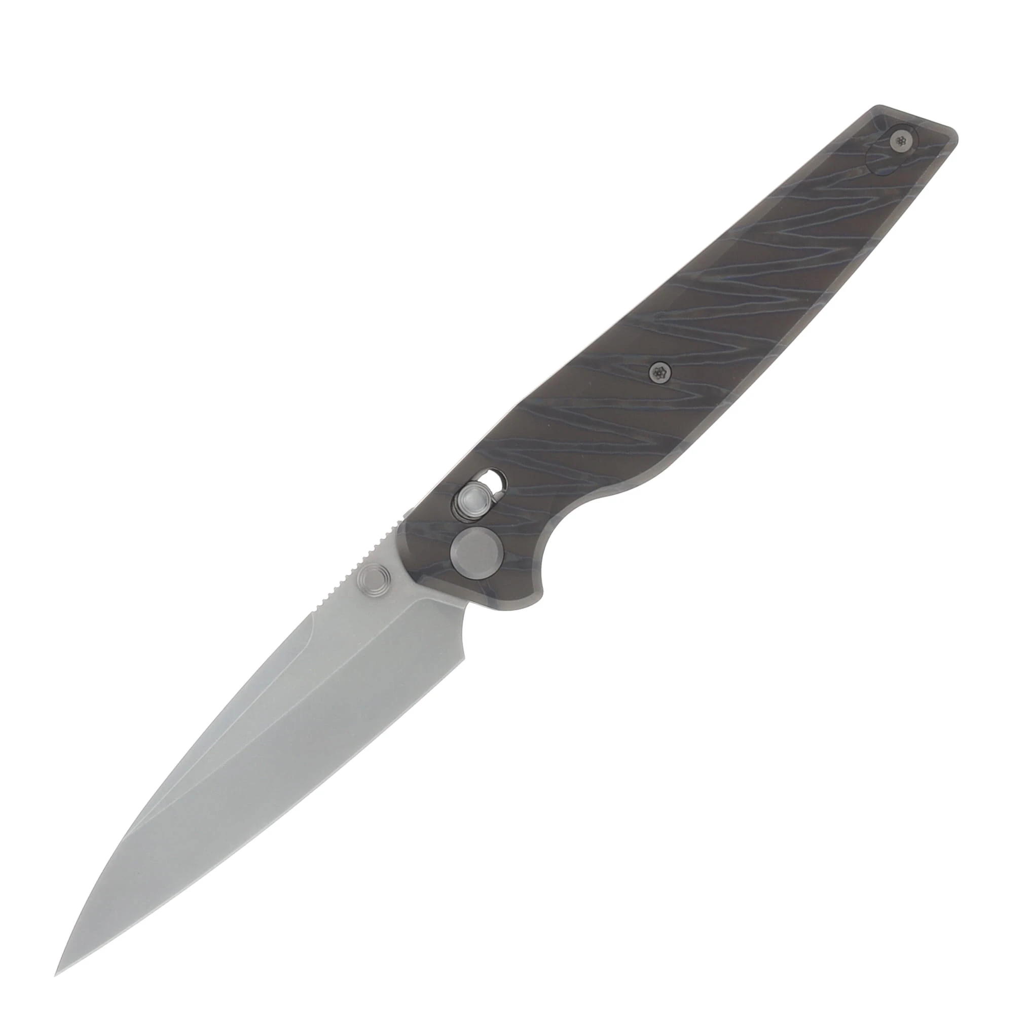 GEO Knife FANTASM Flamed Tiger Stripe 3.9in Plain Stonewash Wharncliffe GEO2505B View 1
