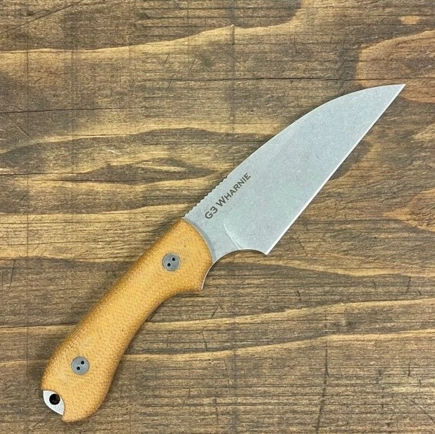 Bradford 3D G3 Wharnie Fixed Blade Knife Stonewash MagnaCut/Natural Micarta BRAD3512 View 1