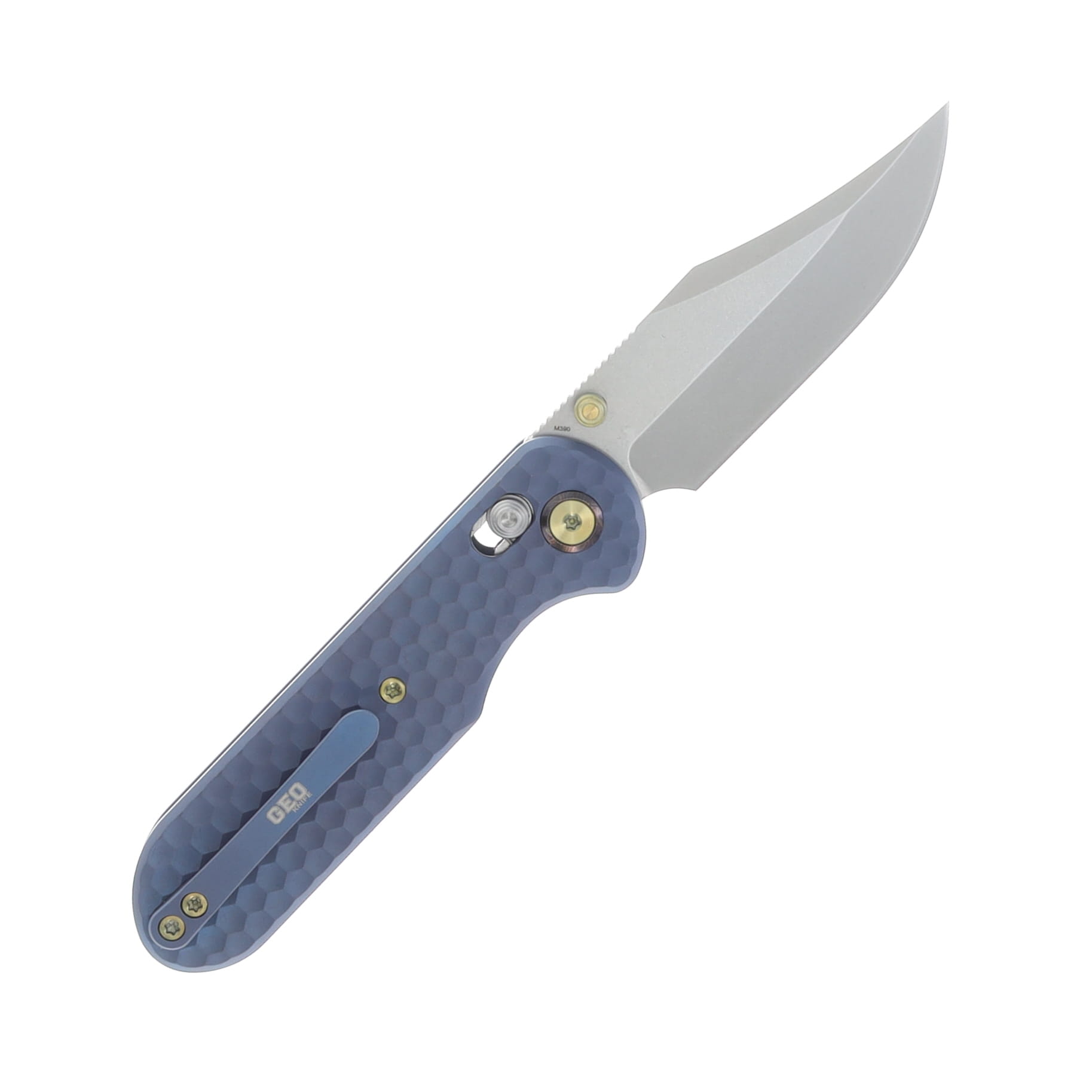 GEO Knife Ethereal Cutter Blue Stonewash 3in Plain Stonewash Clip Point GEO2401M View 2