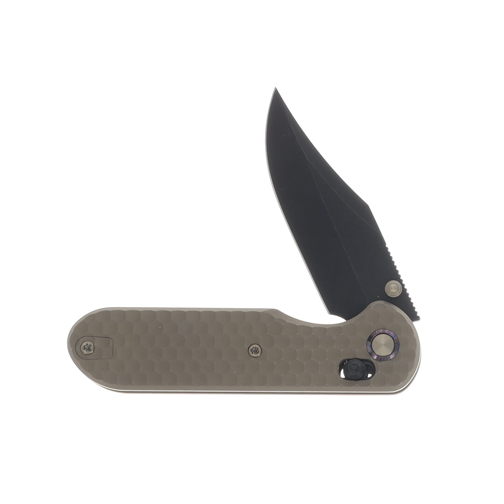 GEO Knife Ethereal Cutter Blackwash M390 Blade Stonewash Bronze Ti Handle Axis lock GEO2401B View 3