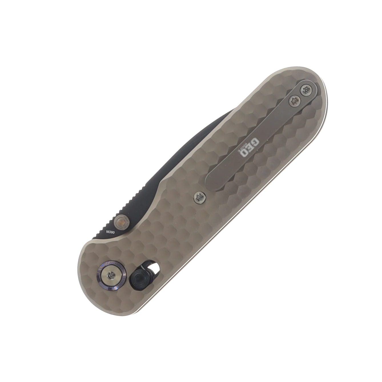 GEO Knife Ethereal Cutter Stonewash Bronze 3in Plain Blackwash Drop Point GEO2402B View 4