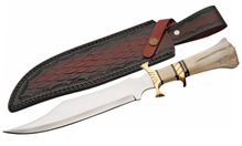 16 Inch Brass Camel Bone Bowie Knife 10 Inch Stainless Steel Blade W/Sheath 203551 View 1