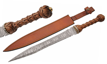 Gladius Grooved Wood Sword 15.5in Damascus Blade W/Sheath DM5050 View 1