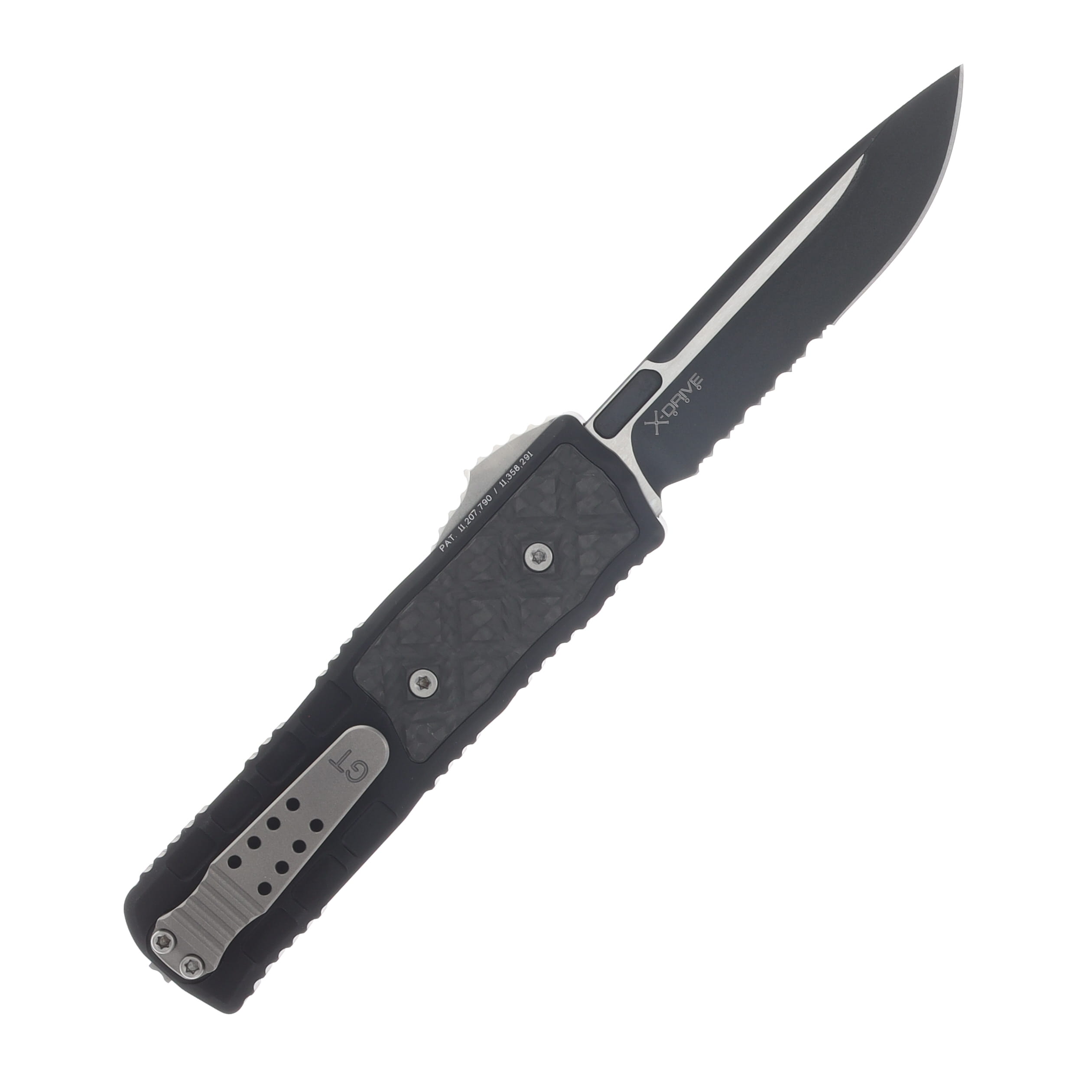 Guardian Tactical Apex OTF Auto Partially Serrated Two-Tone MagnaMax/Black Aluminum and Carbon Fiber AUGT15-2212 View 2