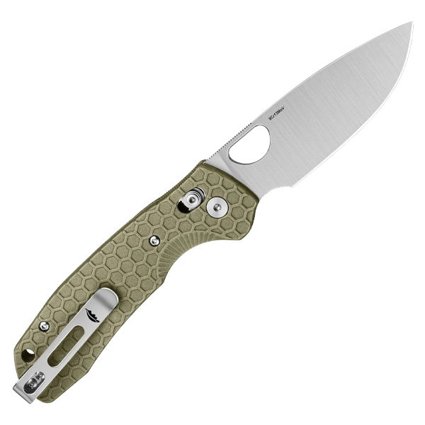 Honey Badger Large Drop Point Crossbolt Lock Folding Knife Satin/Green HB6003 View 2
