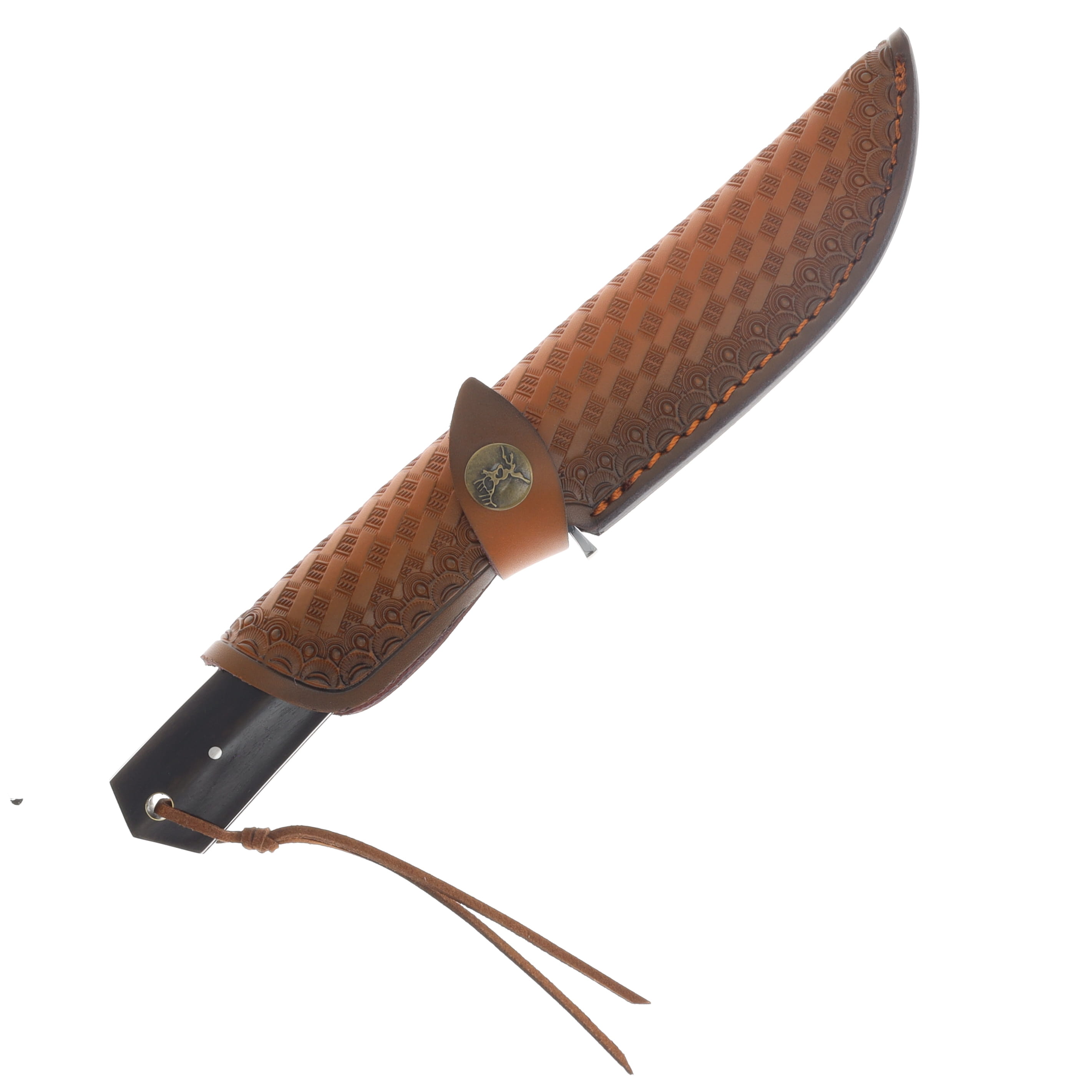 Elk Ridge Fixed Knife Brown Wood Handle 5in Damascus Persian Blade W/Sheath MCER20024DM View 3