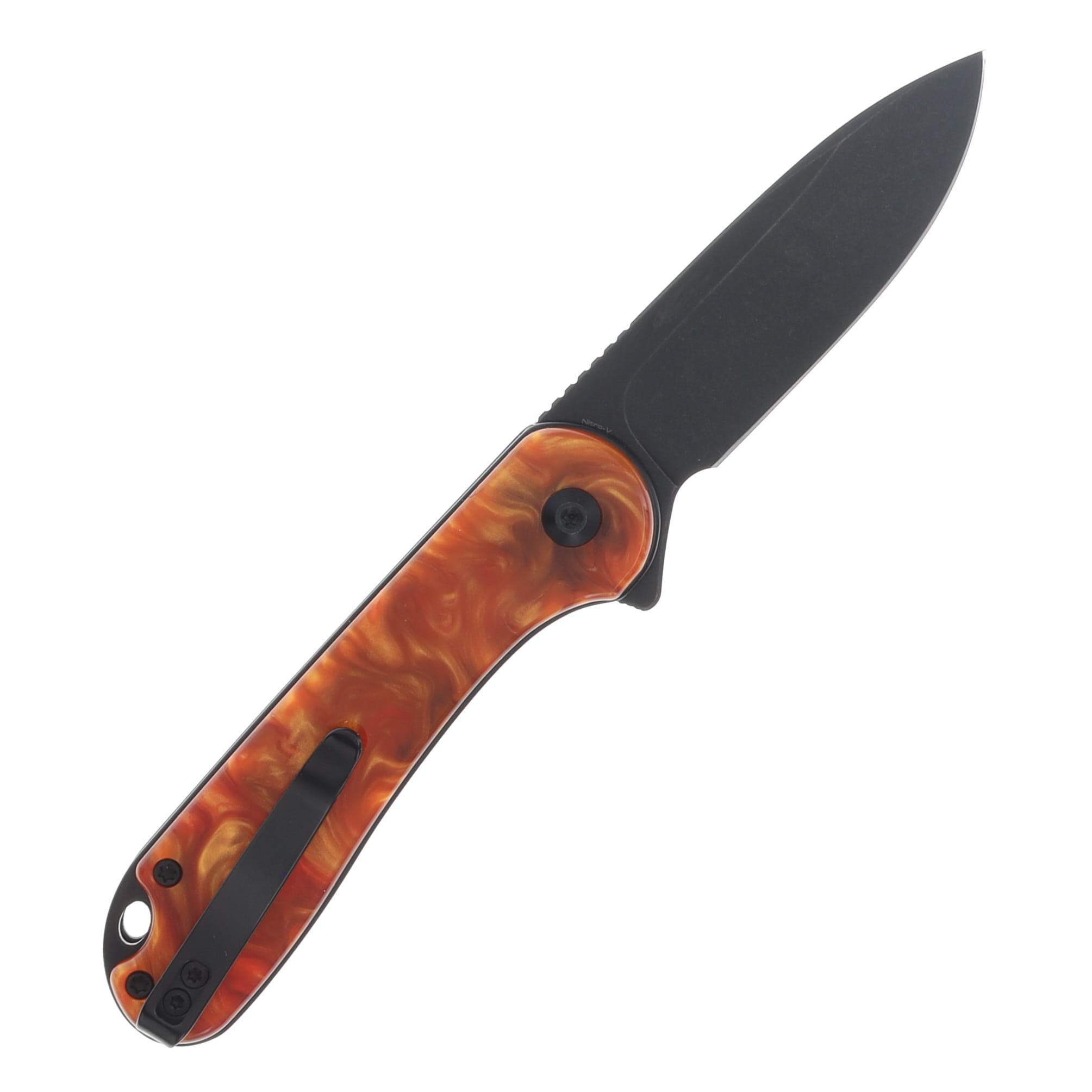 Civivi SMKW Exclusive "Hellementum" Folding Knife Fire Textured Resin Handle Black Stonewashed Nitro V Blade C18062P-11 View 2