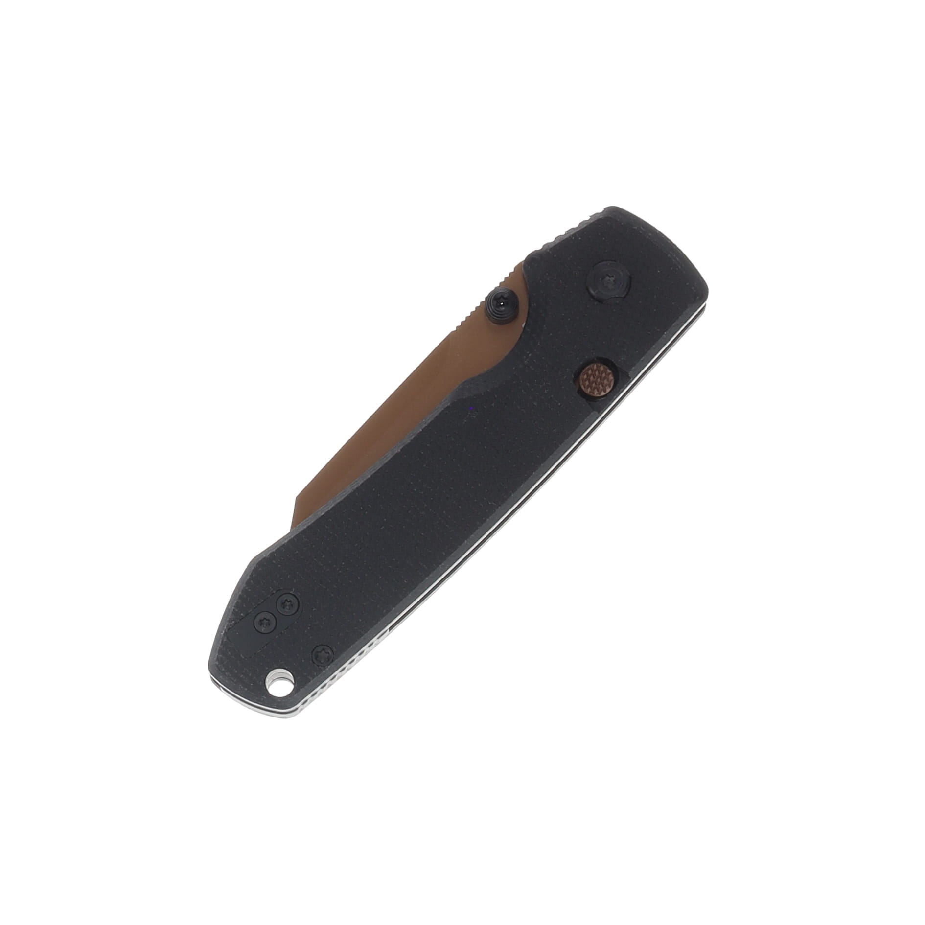 Vosteed Raccoon Folding Knife Top Linerlock Copper Dune 14C28N Bowie/Black G-10 A2926 View 5