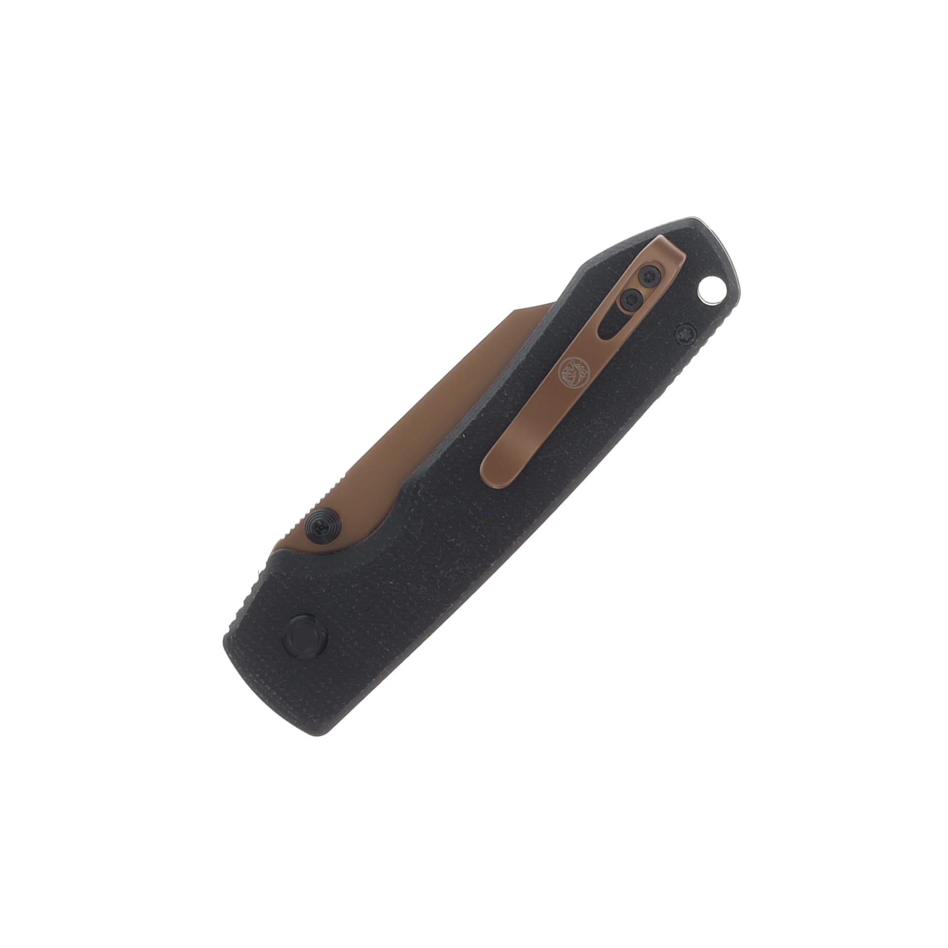 Vosteed Raccoon Folding Knife Top Linerlock Copper Dune 14C28N Bowie/Black G-10 A2926 View 6