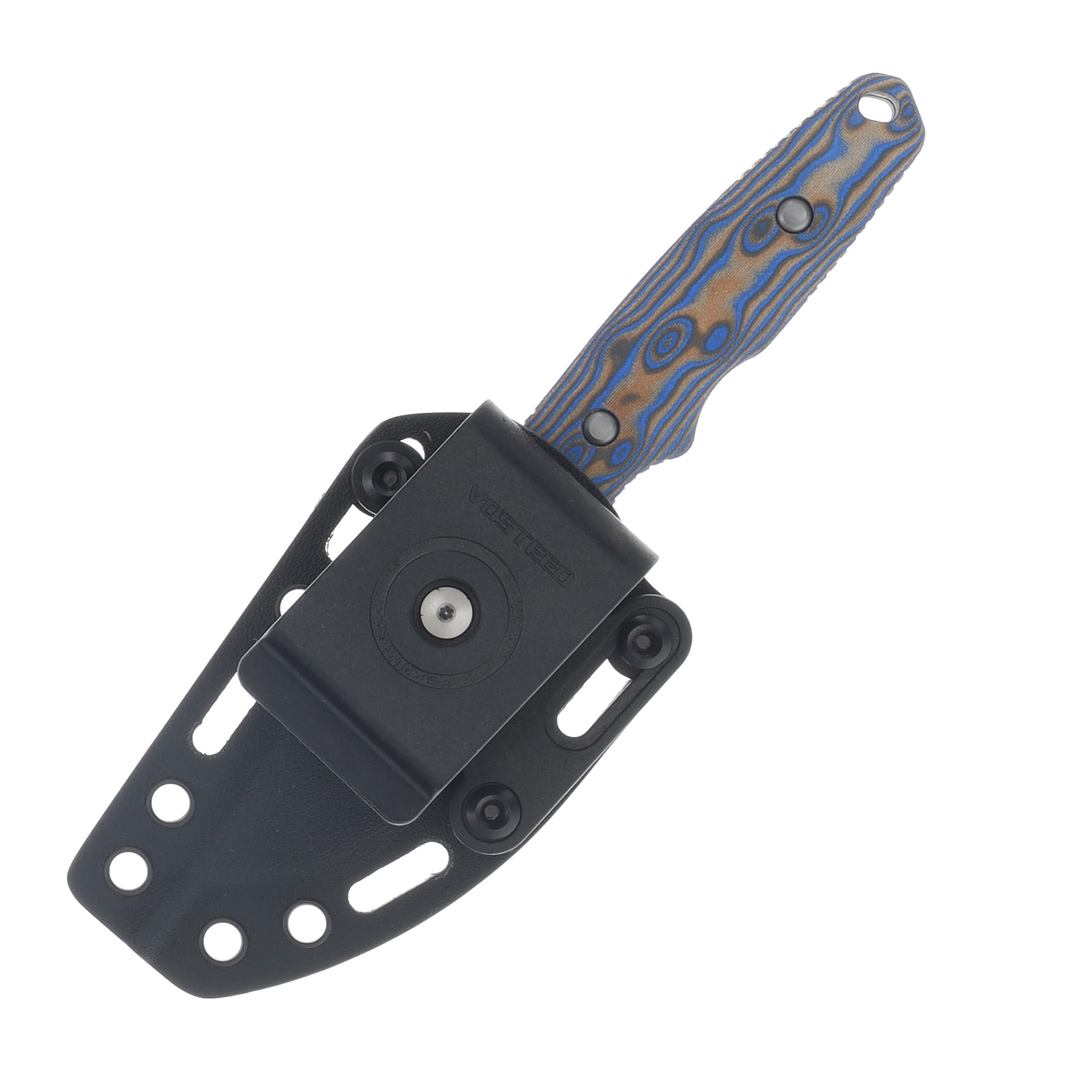 Vosteed H-Back Fixed Blade Knife Stonewash Nitro-V/Blue Ocean Micarta D0407 View 4