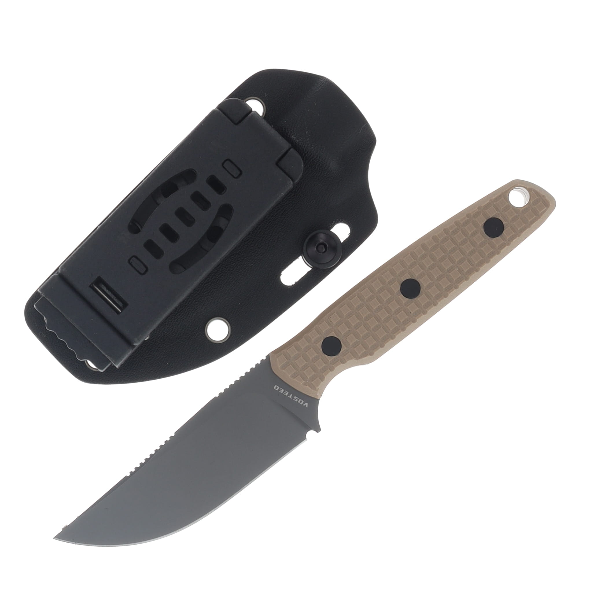 Vosteed Mink Fixed Blade Knife Destroyer Gray 14C28N/Tan G-10 D0107 View 2