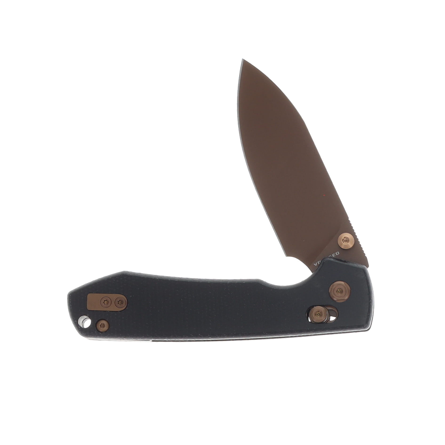 Vosteed Raccoon Crossbar Lock Folding Knife Copper Dune 14C28N/Black Micarta A0539 View 3