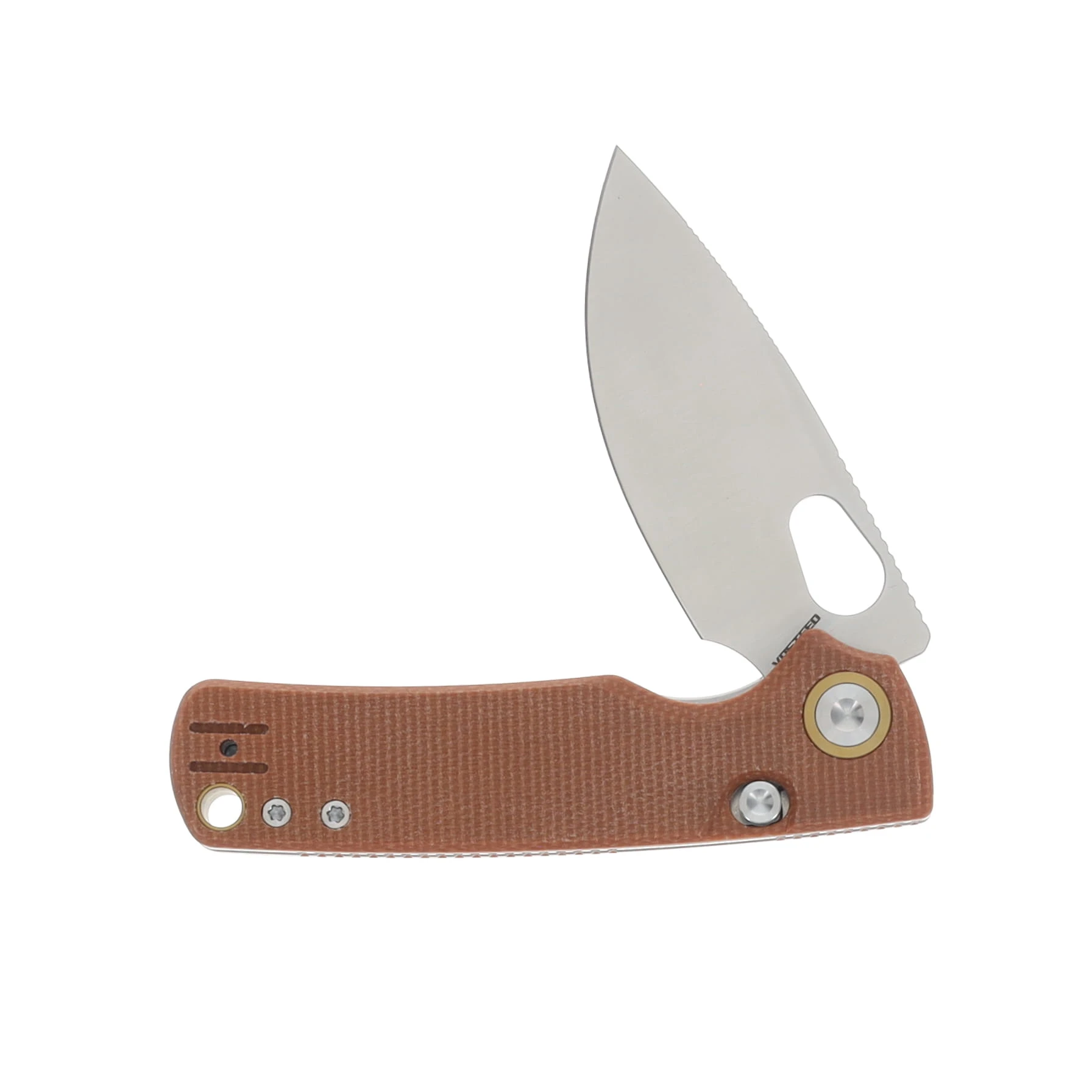 Vosteed Porcupine Folding Knife Top Linerlock Satin 14C28N/Brown Micarta A2604 View 3