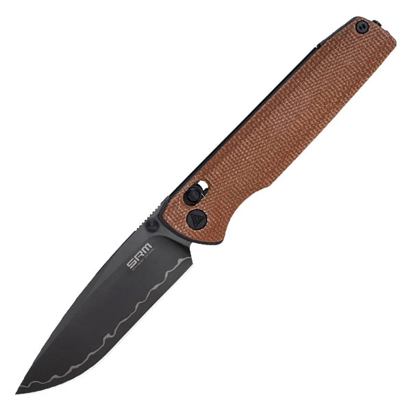SRM Terrier 258L Folding Knife Brown 3.65in Plain Black Drop Point View 1